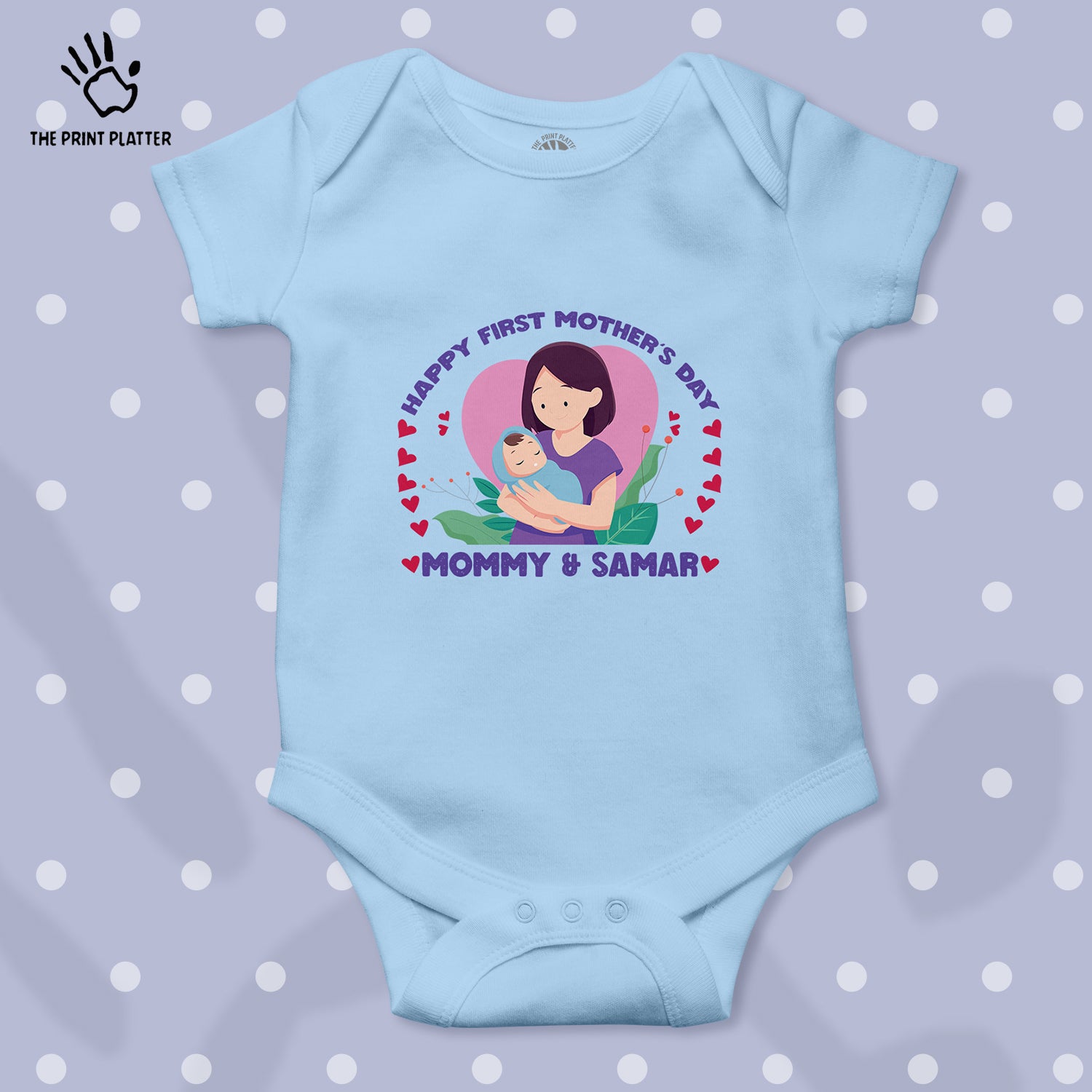 Happy First Mother's Day Mommy And Samar Unisex Half Sleeve Romper