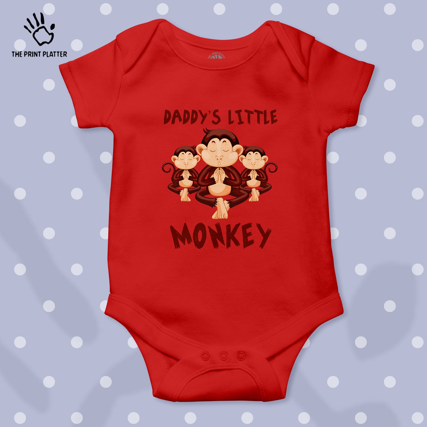 Daddy's Little Monkey Unisex Half Sleeve Romper