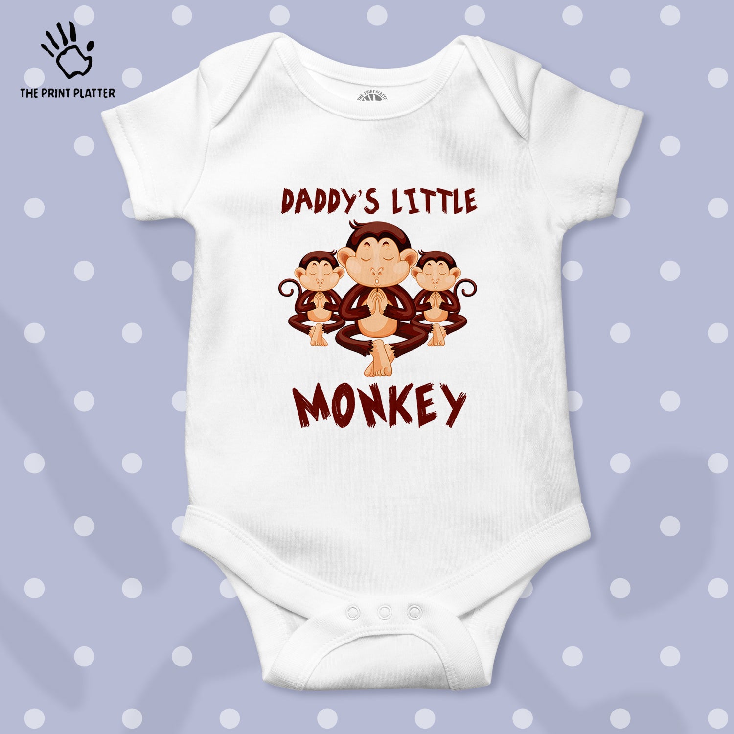 Daddy's Little Monkey Unisex Half Sleeve Romper