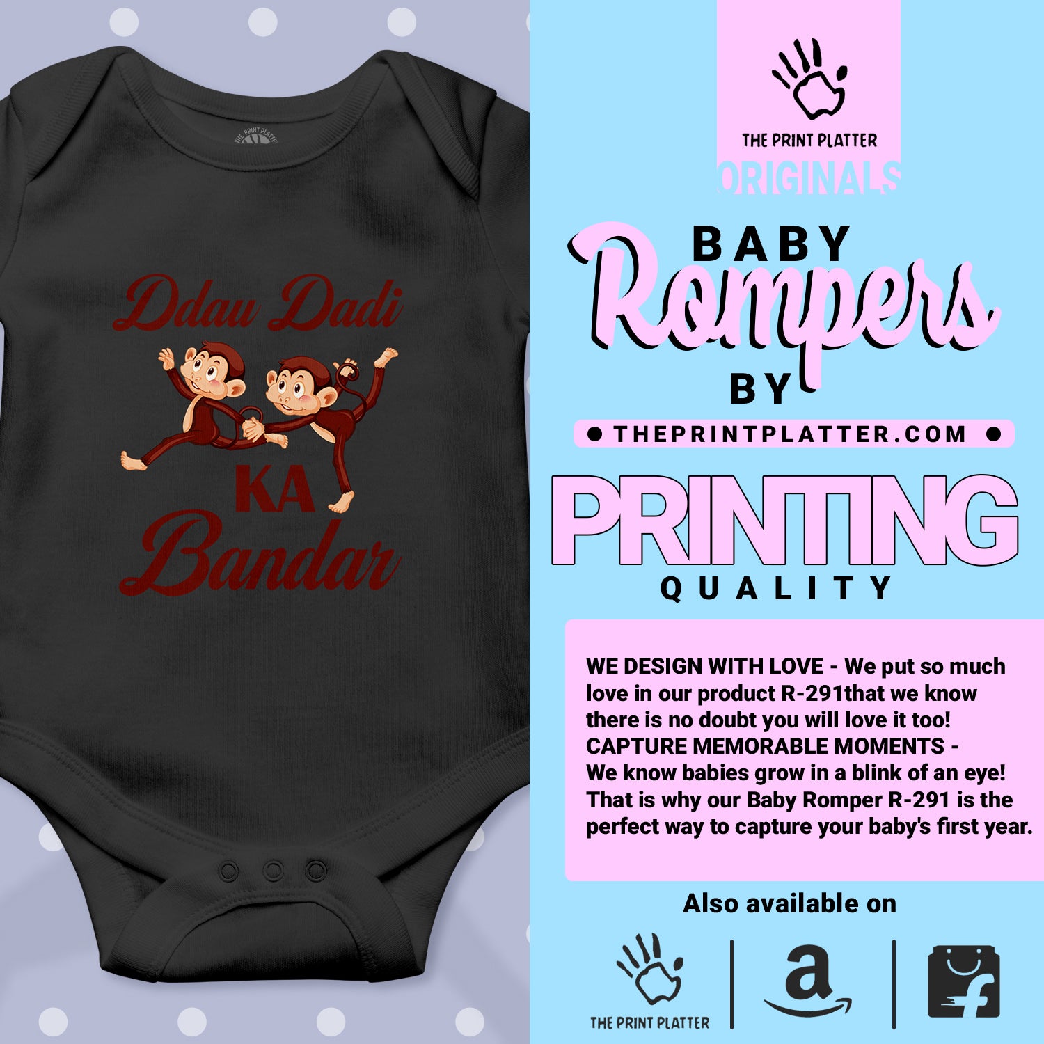 Dadu Dadi ka Bandar Romper black