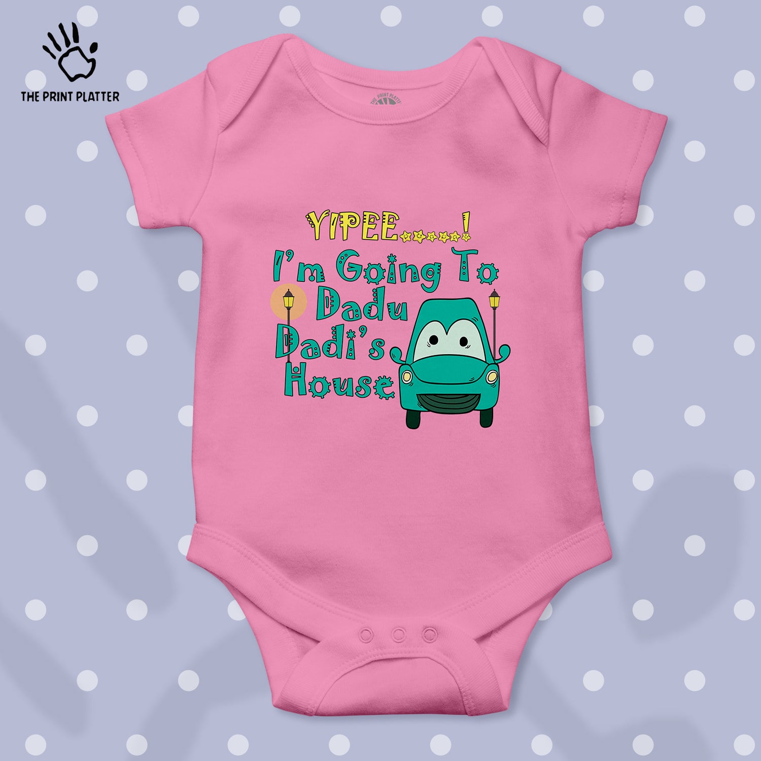 Yipee... I'm Going To Dadu Dadi's House Unisex Half Sleeve Romper