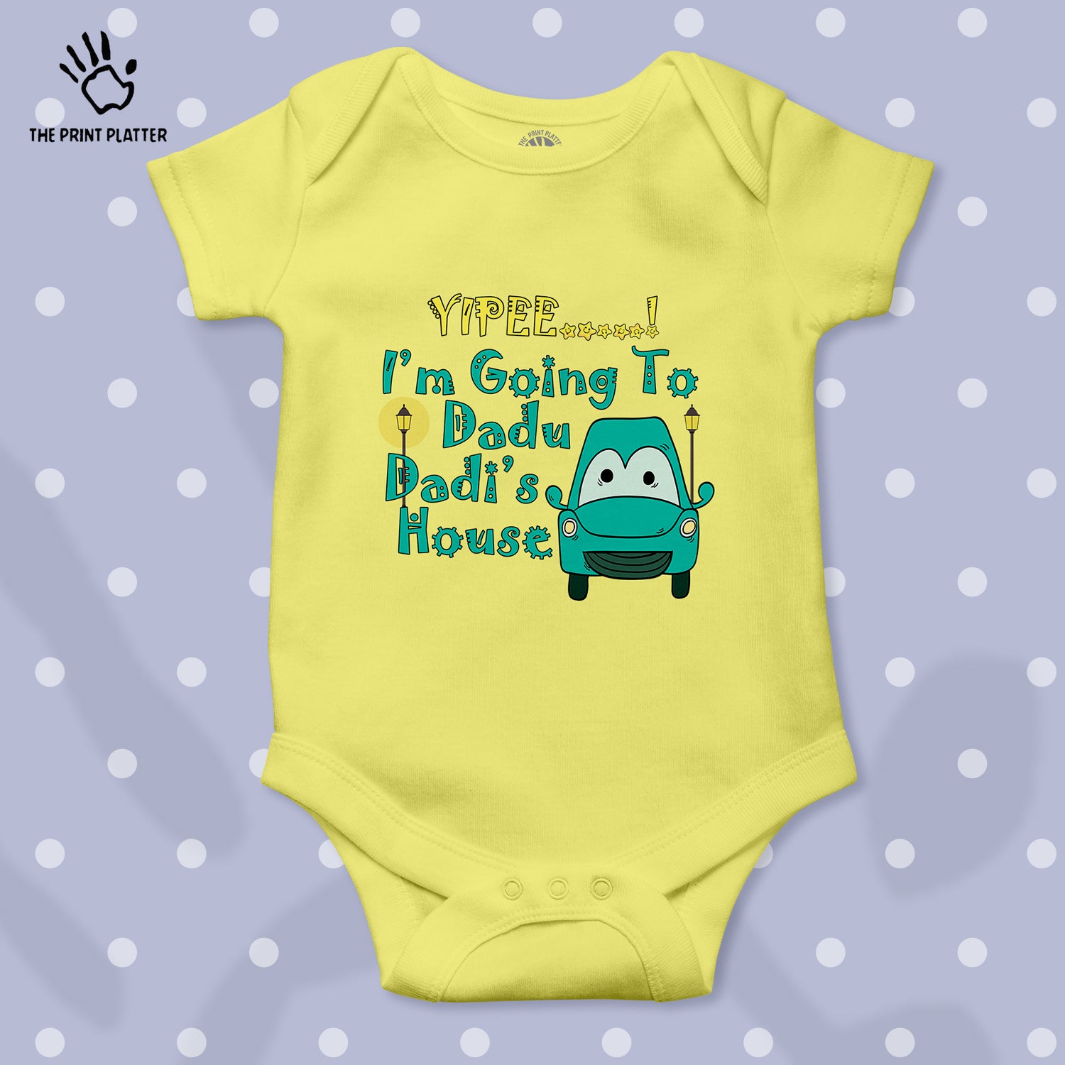 Yipee... I'm Going To Dadu Dadi's House Unisex Half Sleeve Romper