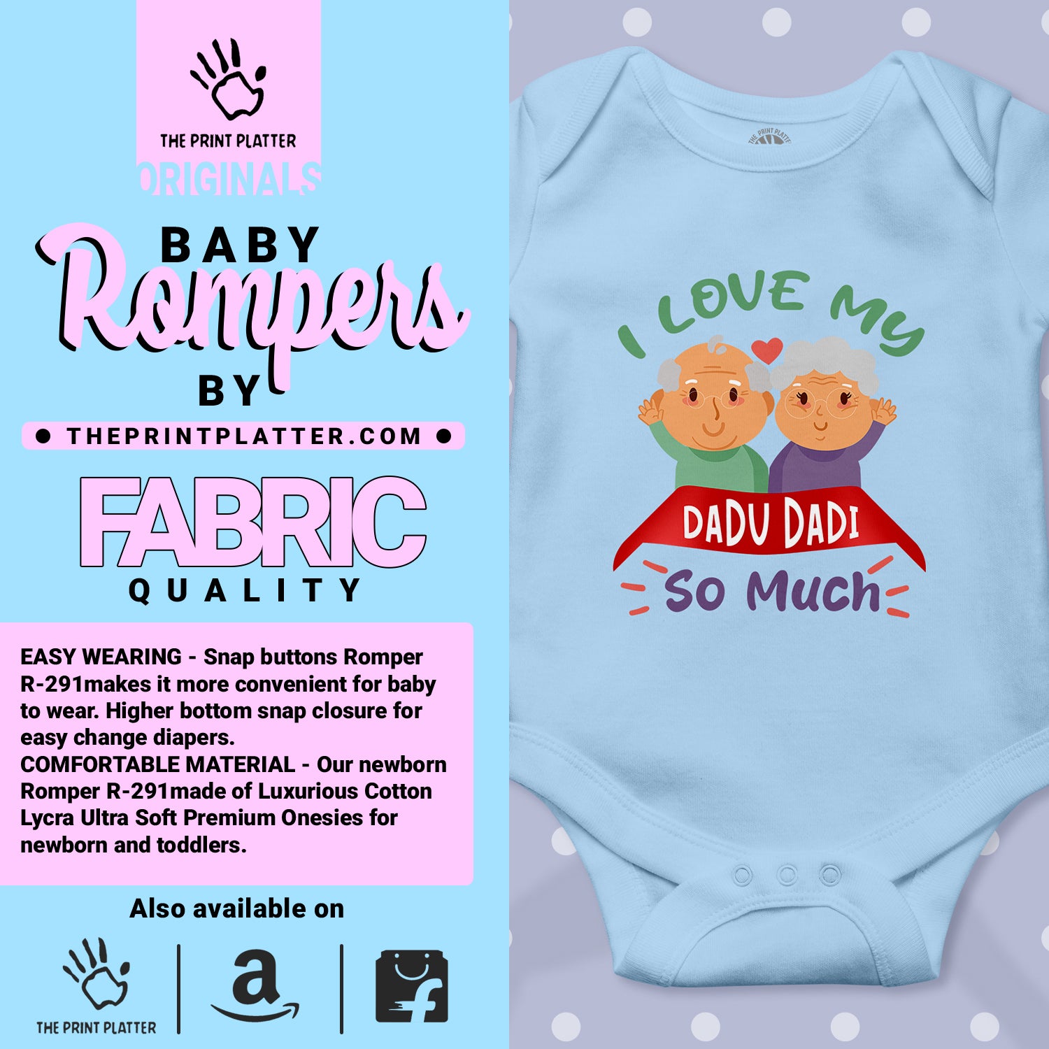 I LOVE MY DADU DADI unisex half sleeve romper