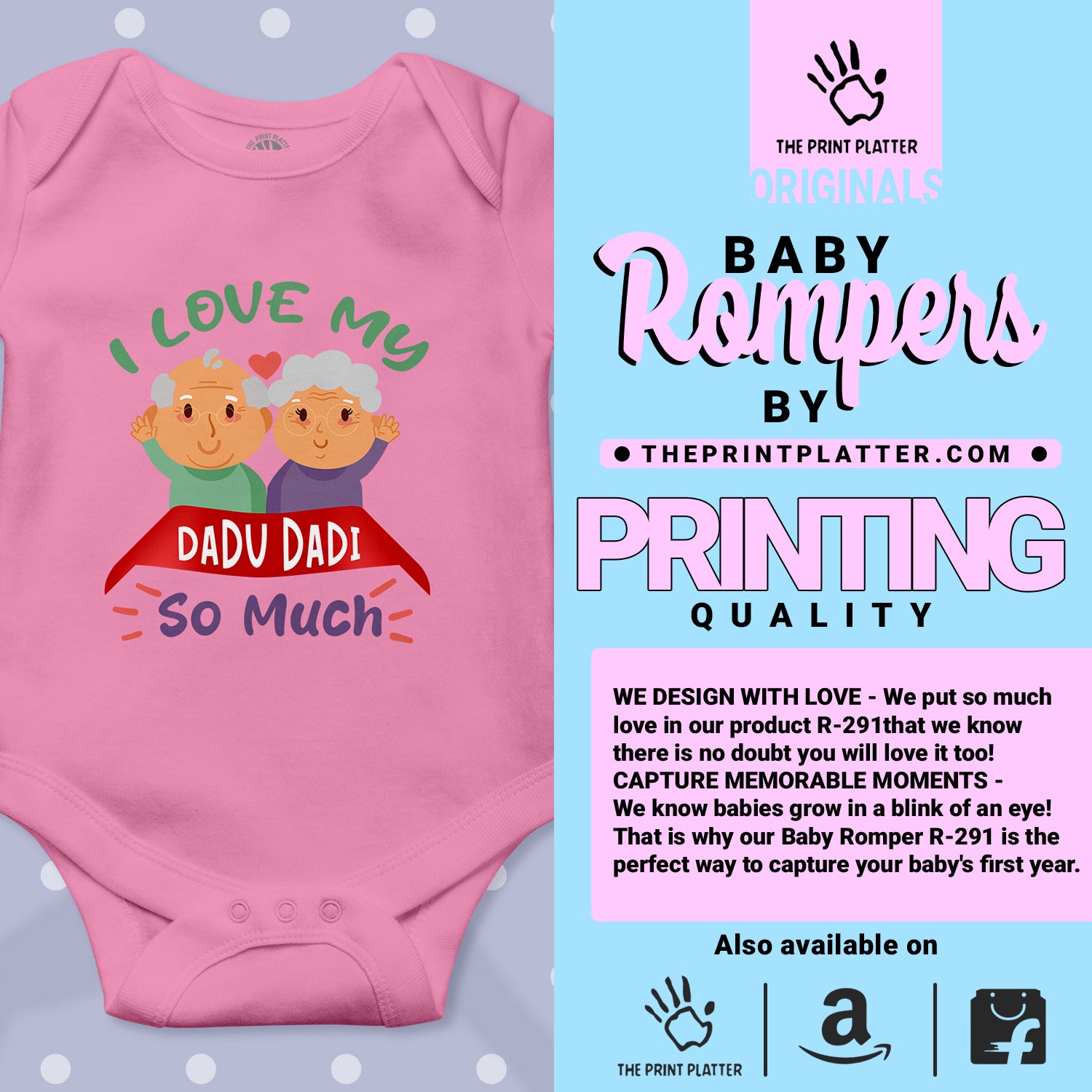 I Love My Dadu Dadi So Much unisex half sleeve Romper