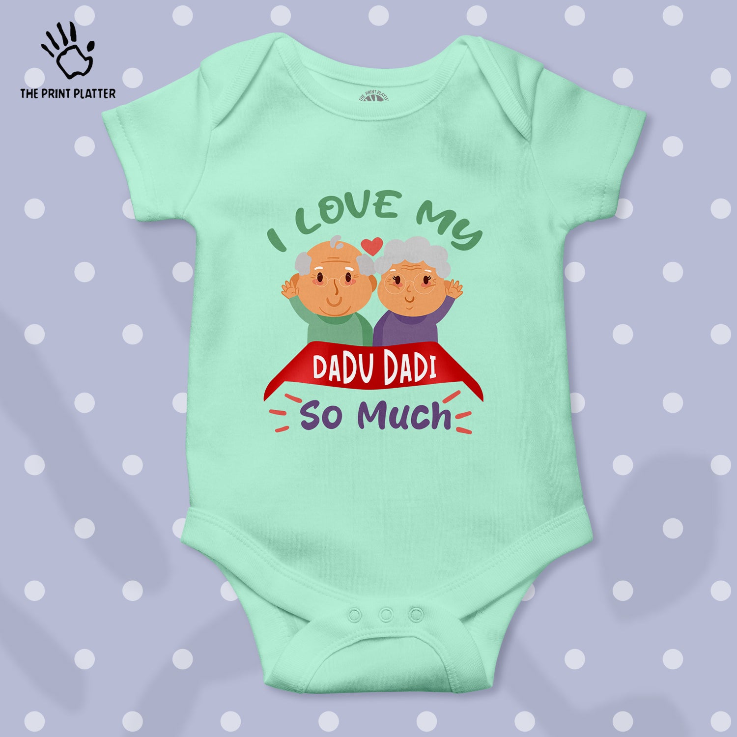 I Love My Dadu Dadi So Much Unisex Half Sleeve Romper