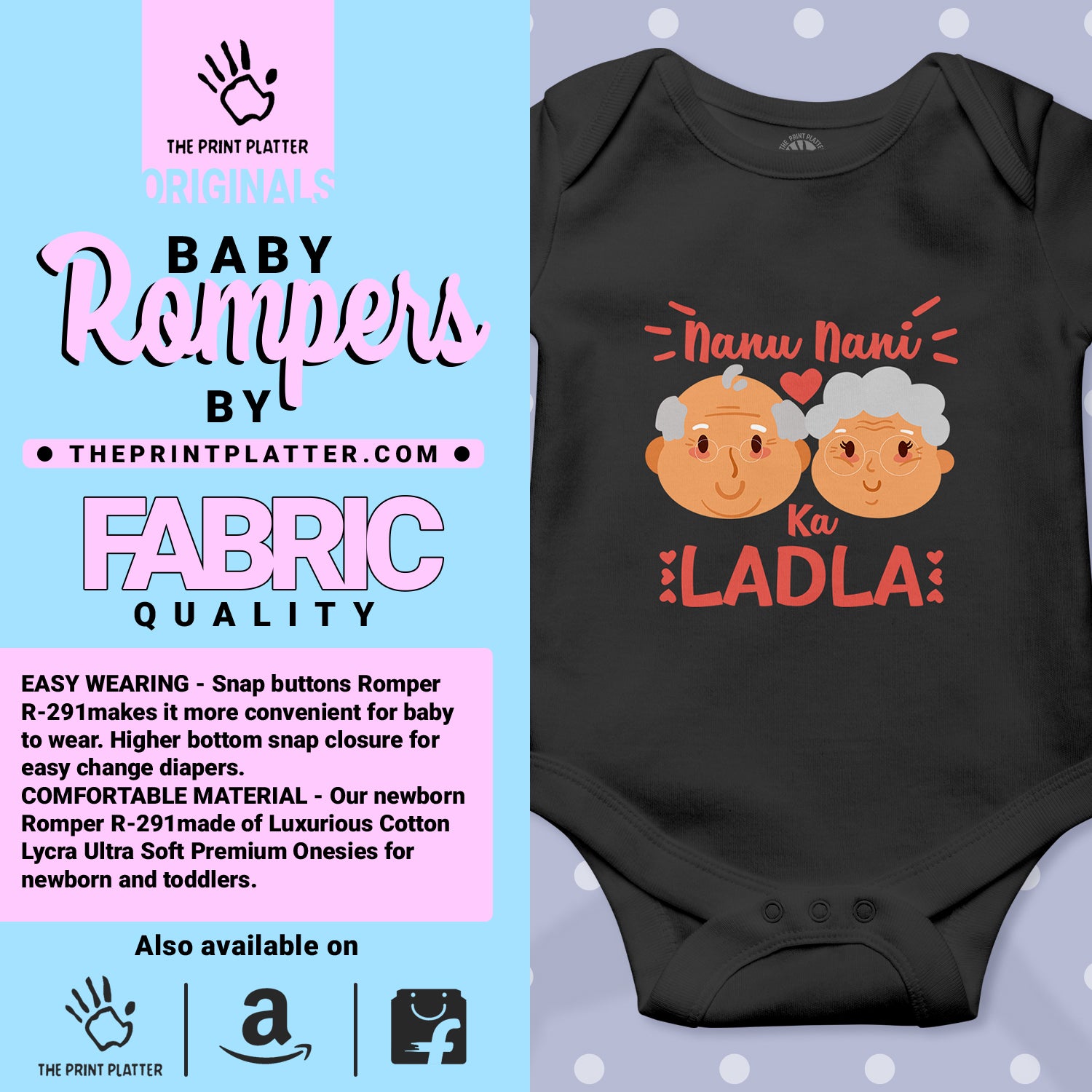 NANU NANI KA LADLA unisex half sleeve romper