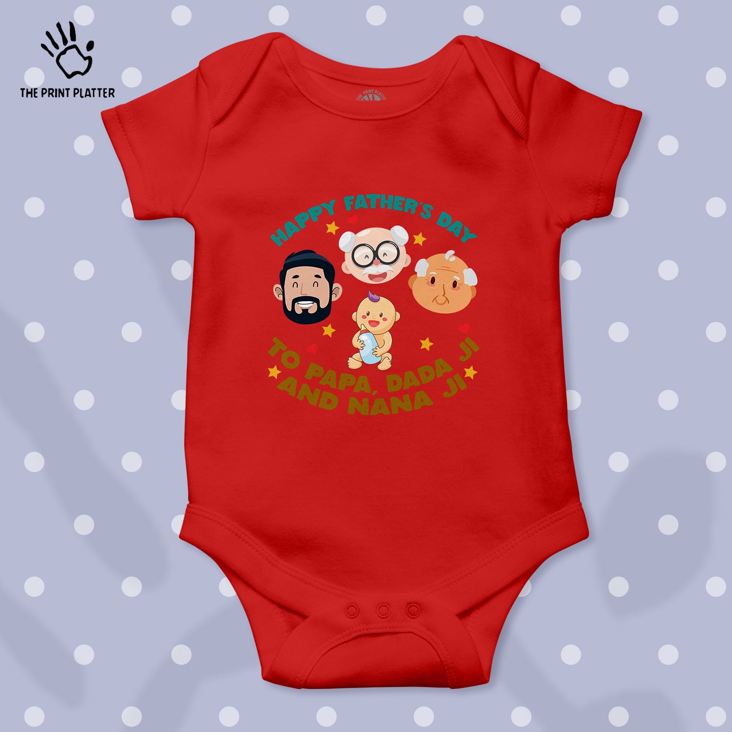 Happy Father's Day To Papa,Dadaji,And Nanaji Unisex Half Sleeve Romper