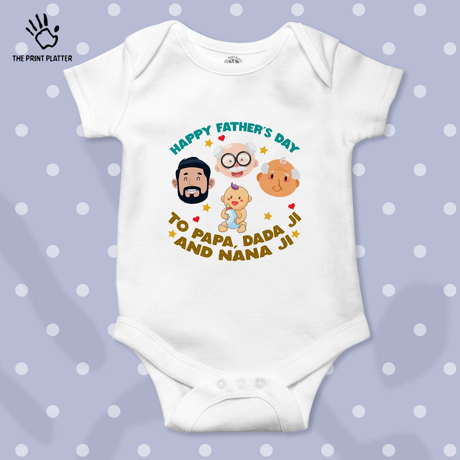 Happy Father's Day To Papa,Dadaji,And Nanaji Unisex Half Sleeve Romper