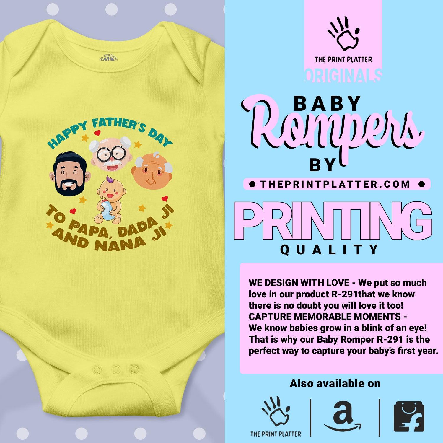 Happy Father's Day To Papa,Dadaji,And Nanaji Unisex Half Sleeve Romper