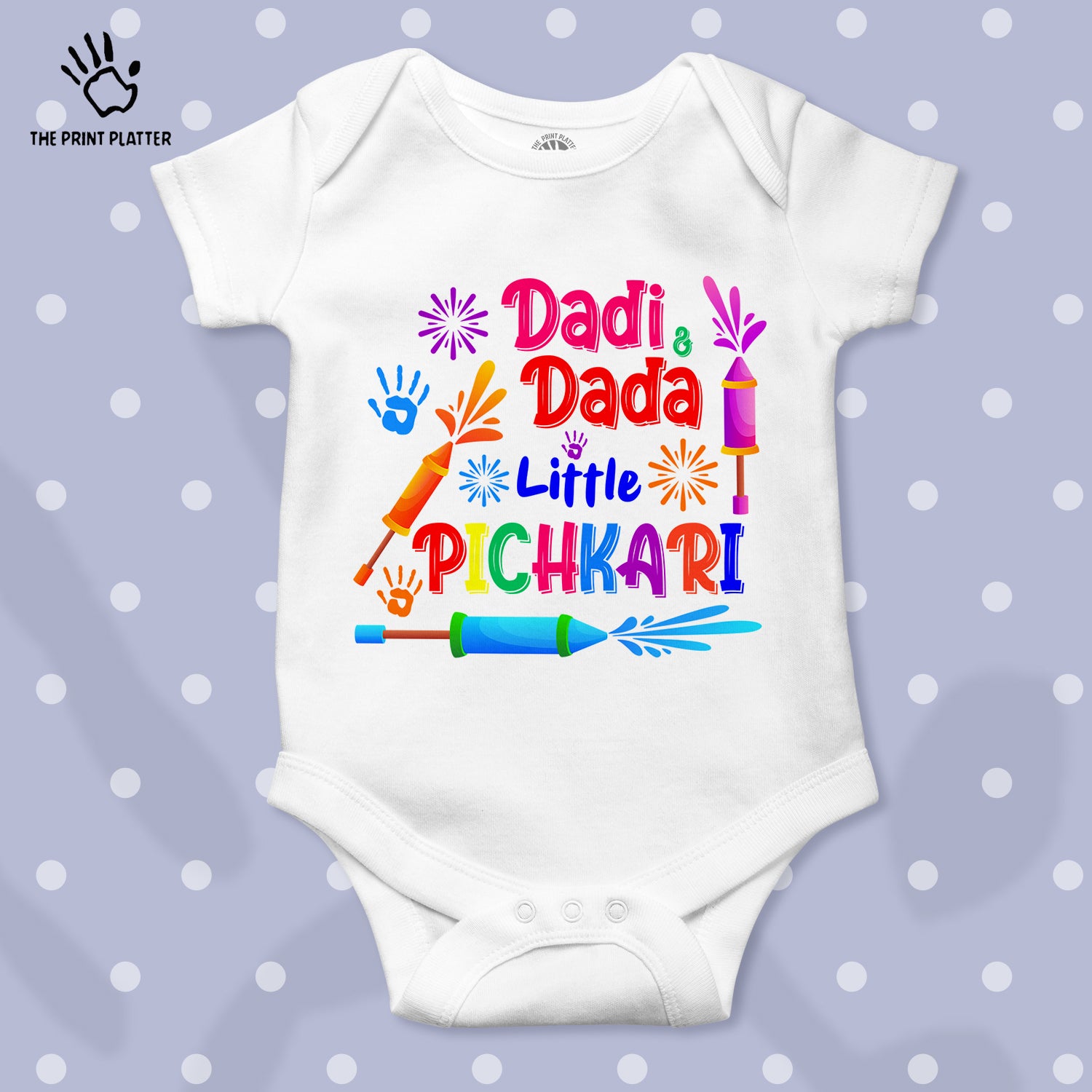 Dadi & Dada Little Pichkari Unisex Half Sleeve Romper