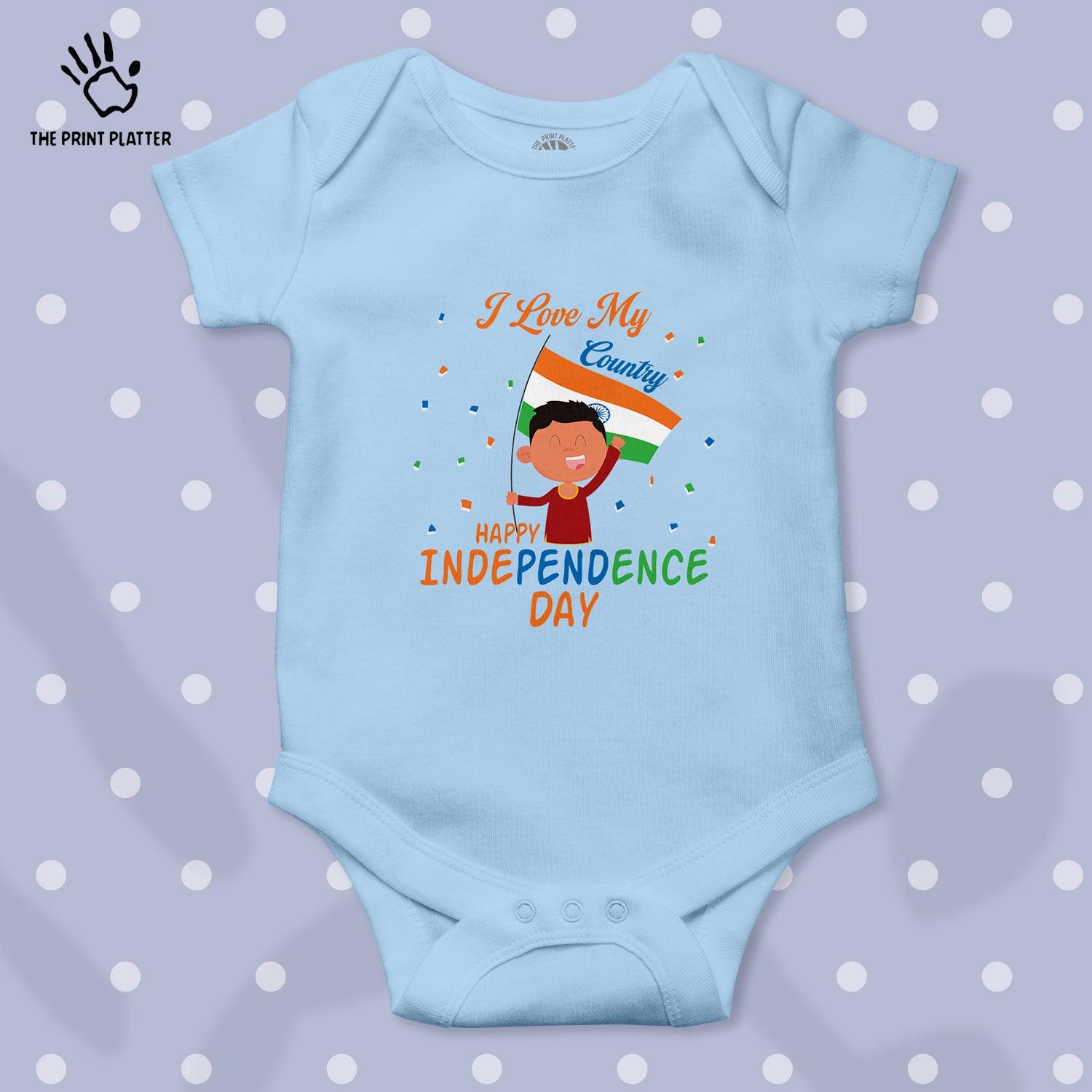 I Love My Country Happy Independence Day Unisex Half Sleeve Romper