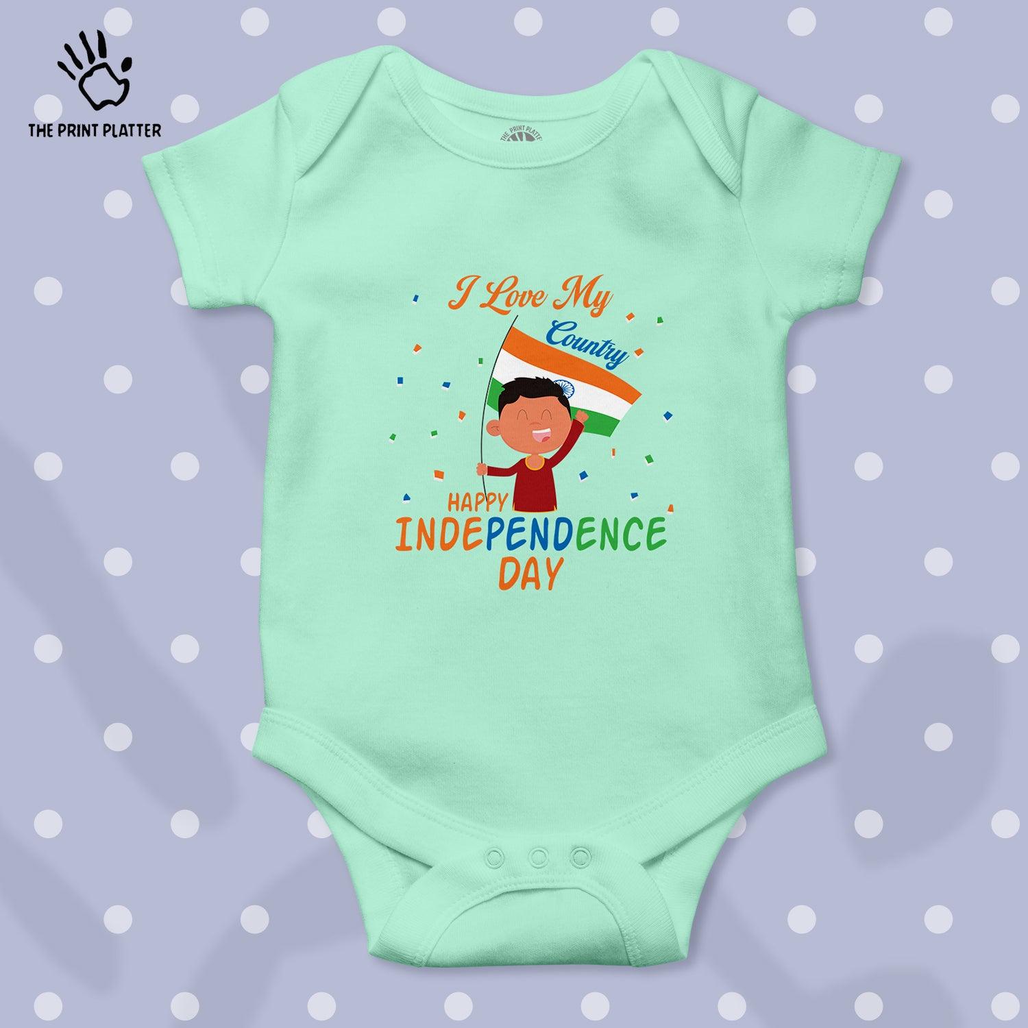 I Love My Country Happy Independence Day Unisex Half Sleeve Romper