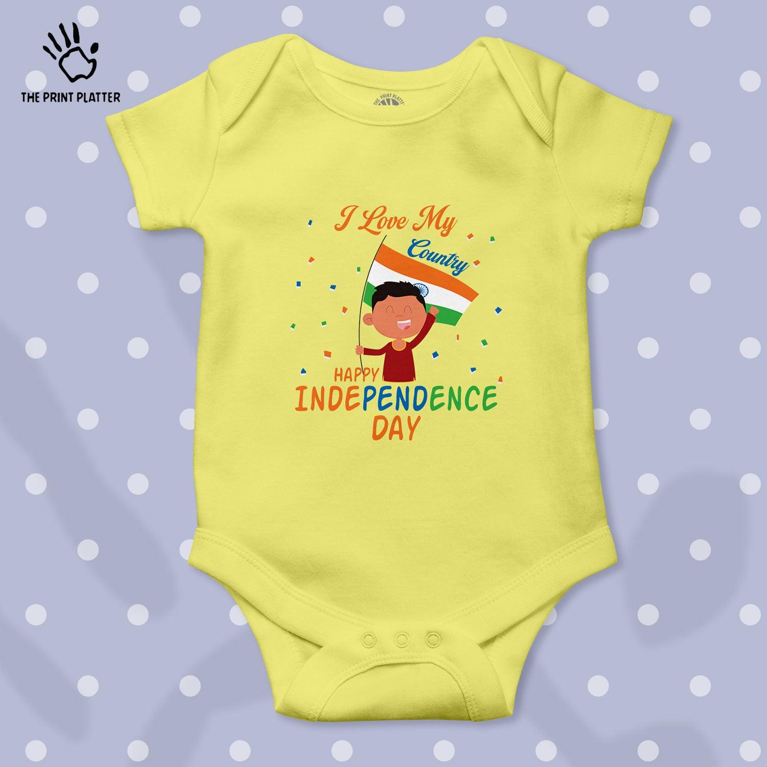 I Love My Country Happy Independence Day Unisex Half Sleeve Romper