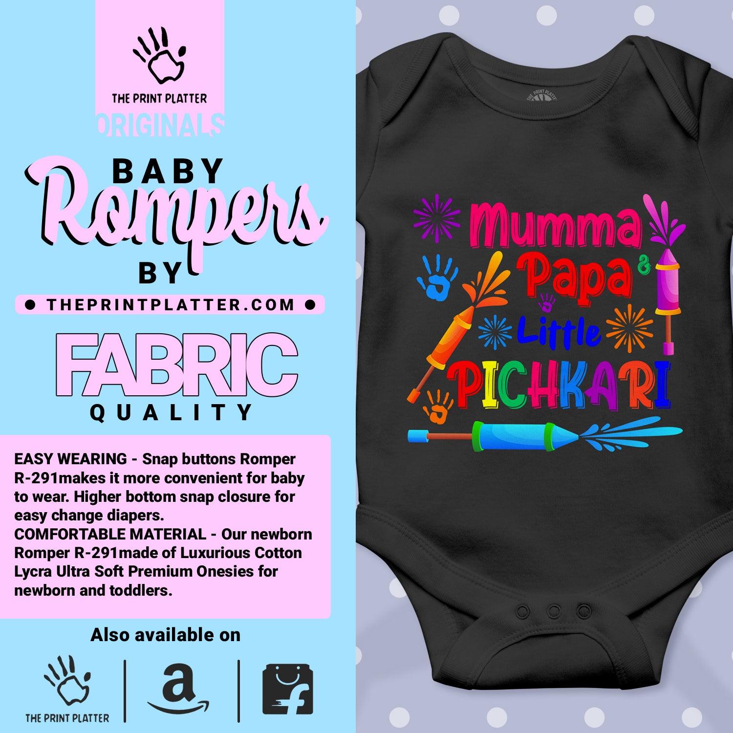Mumma & Papa Little Pichkari Unisex Half Sleeve Romper