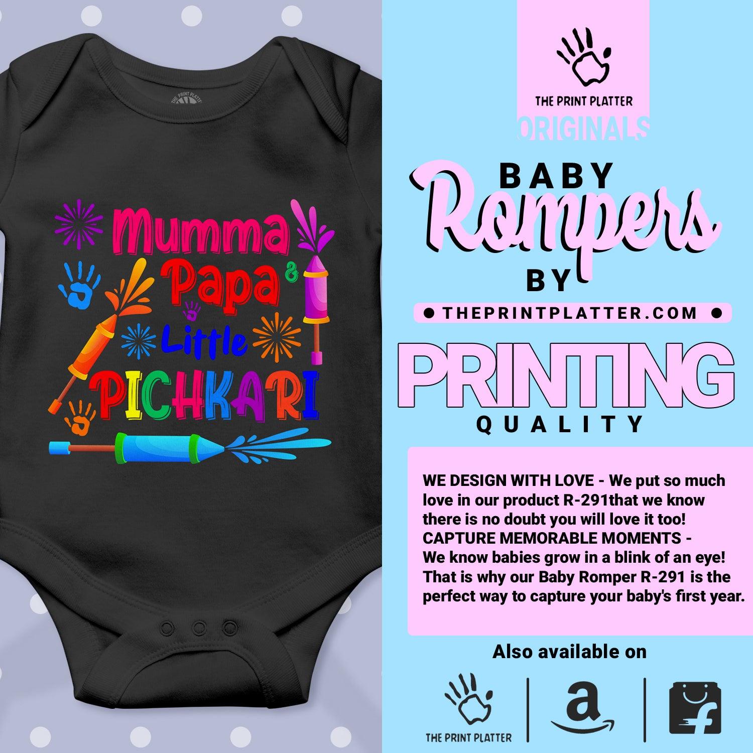 Mumma & Papa Little Pichkari Unisex Half Sleeve Romper