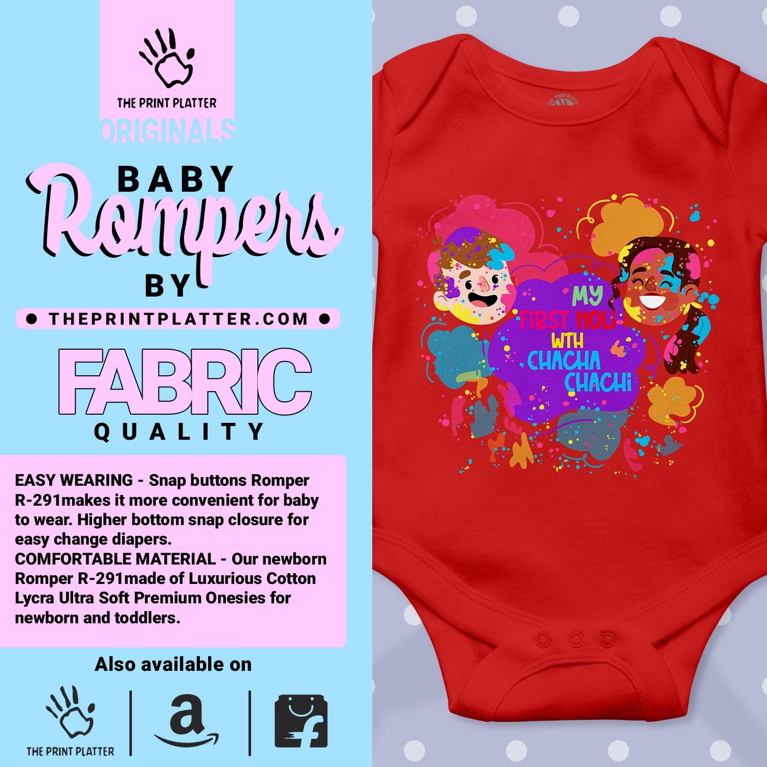My First Holi With Chacha Chachi Unisex Half Sleeve Romper