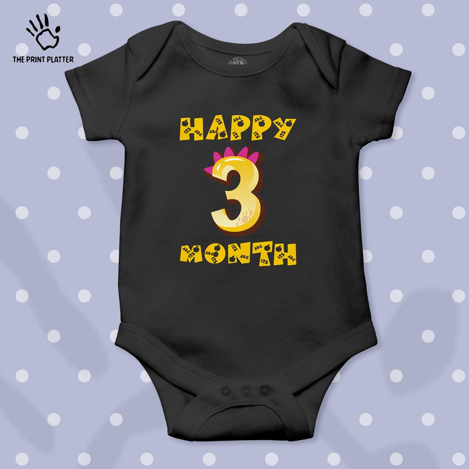 Happy 3 Month Unisex Half Sleeve Romper