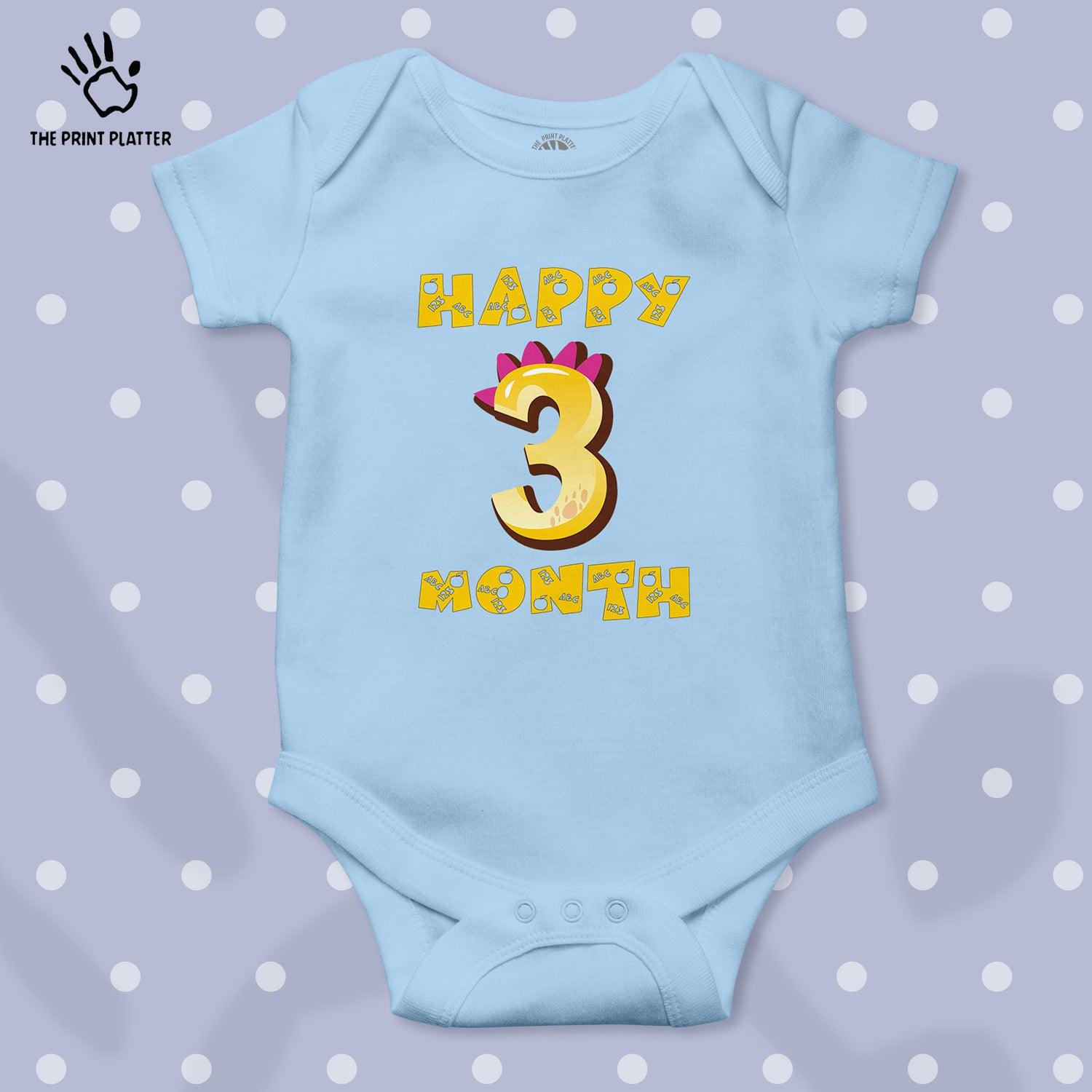 Happy 3 Month Unisex Half Sleeve Romper