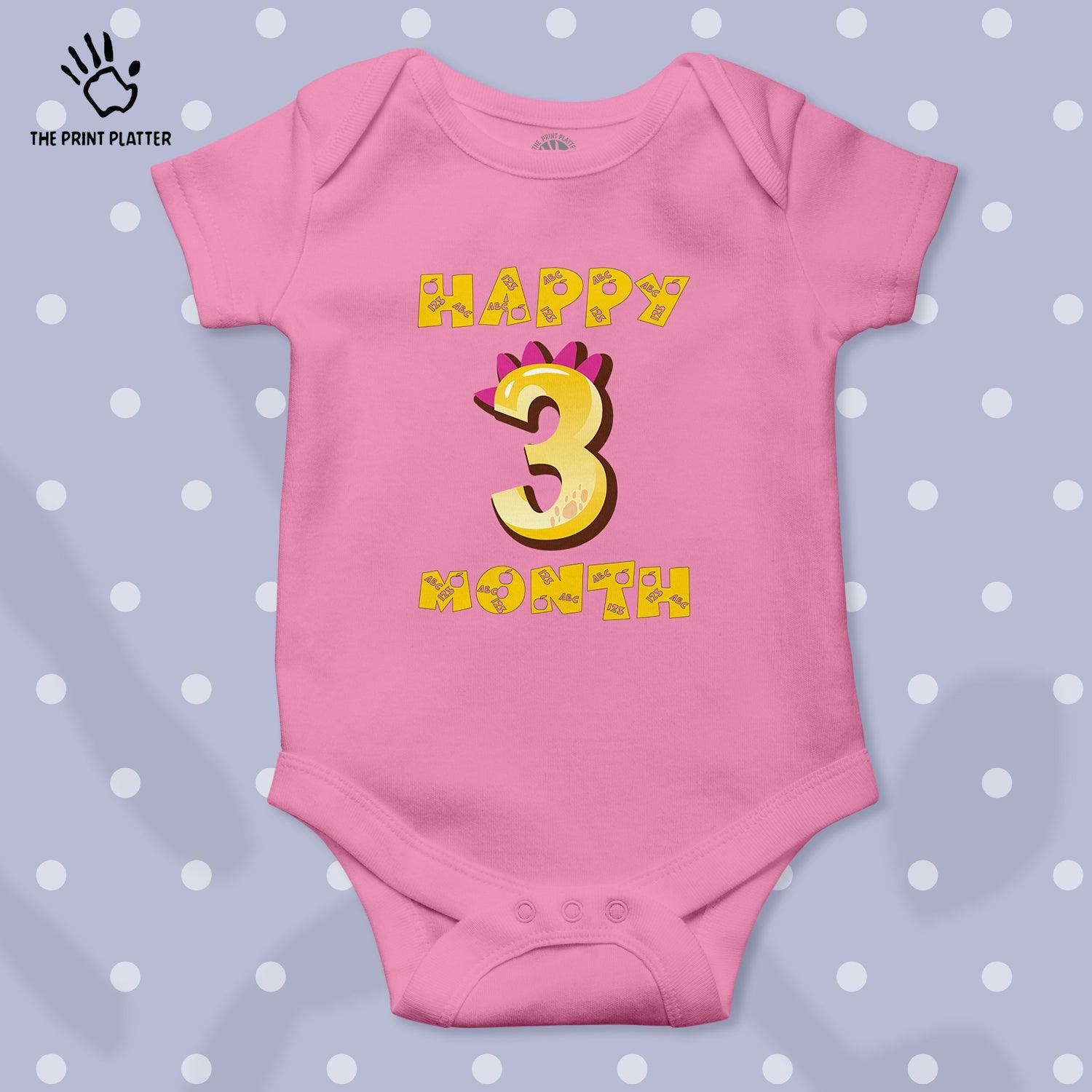 Happy 3 Month Unisex Half Sleeve Romper