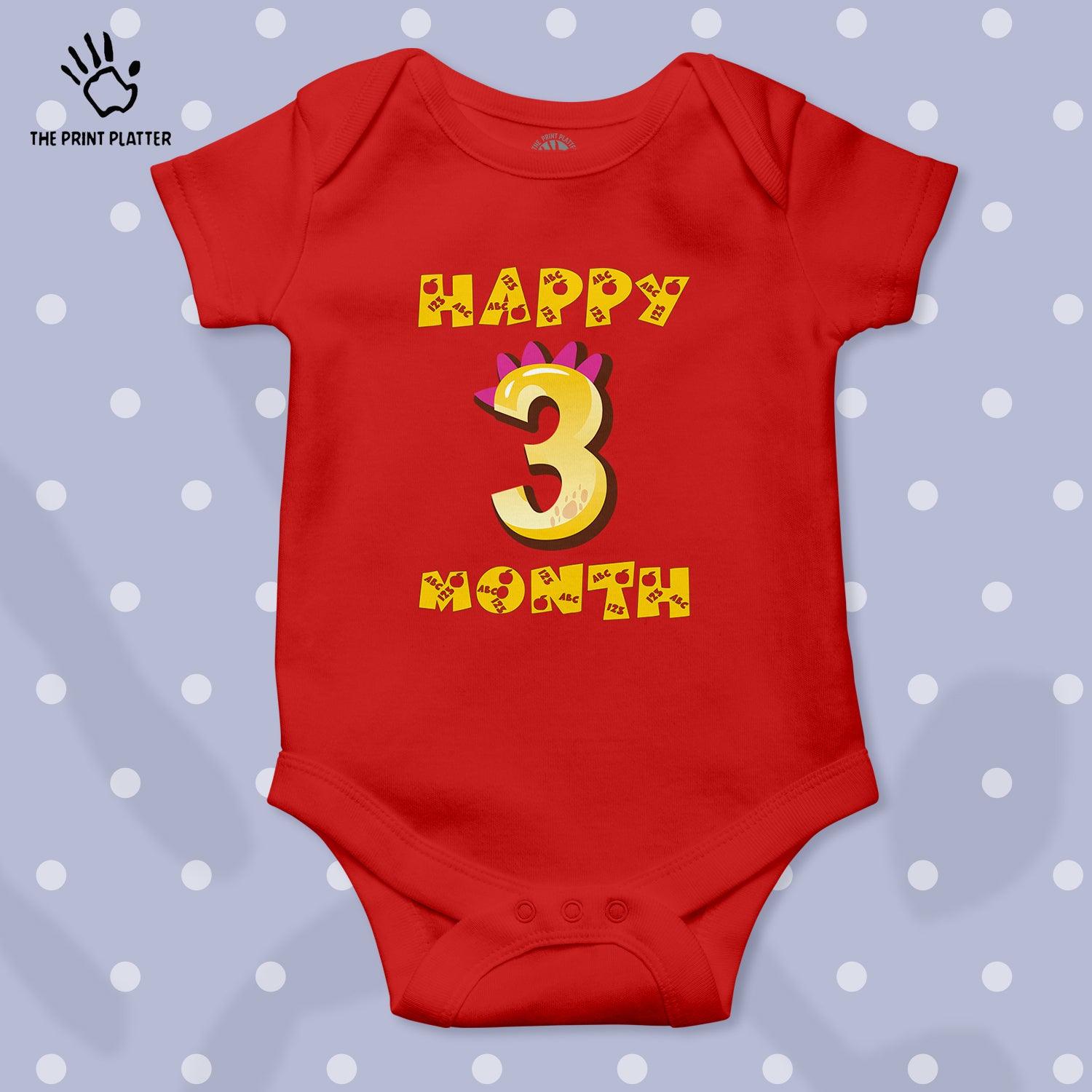 Happy 3 Month Unisex Half Sleeve Romper