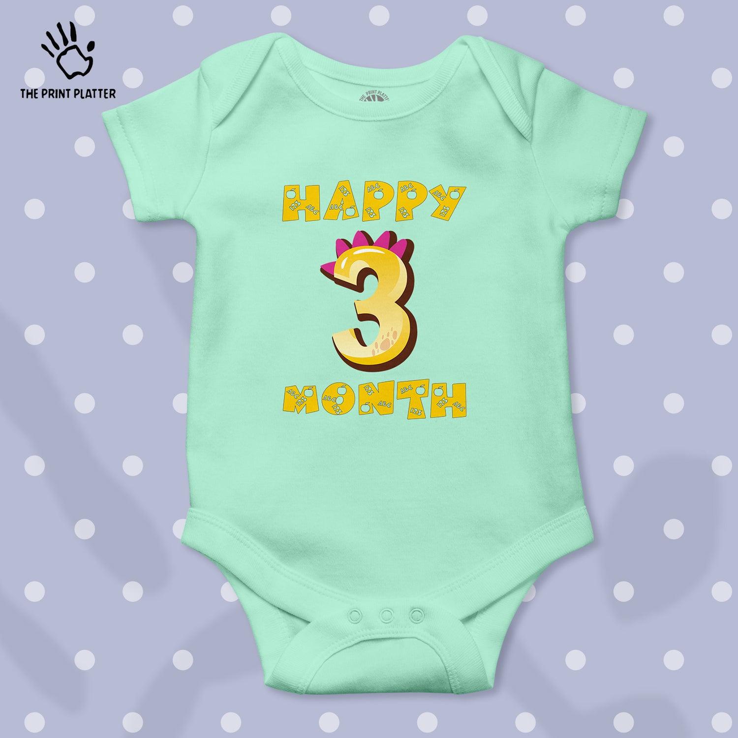 Happy 3 Month Unisex Half Sleeve Romper