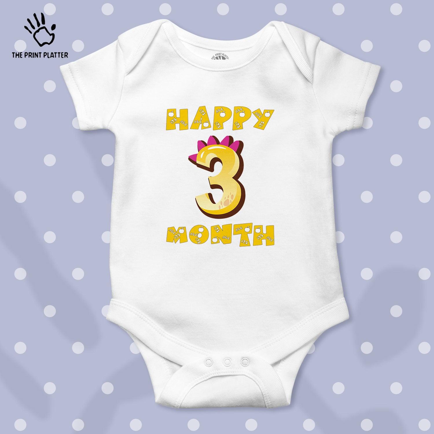 Happy 3 Month Unisex Half Sleeve Romper