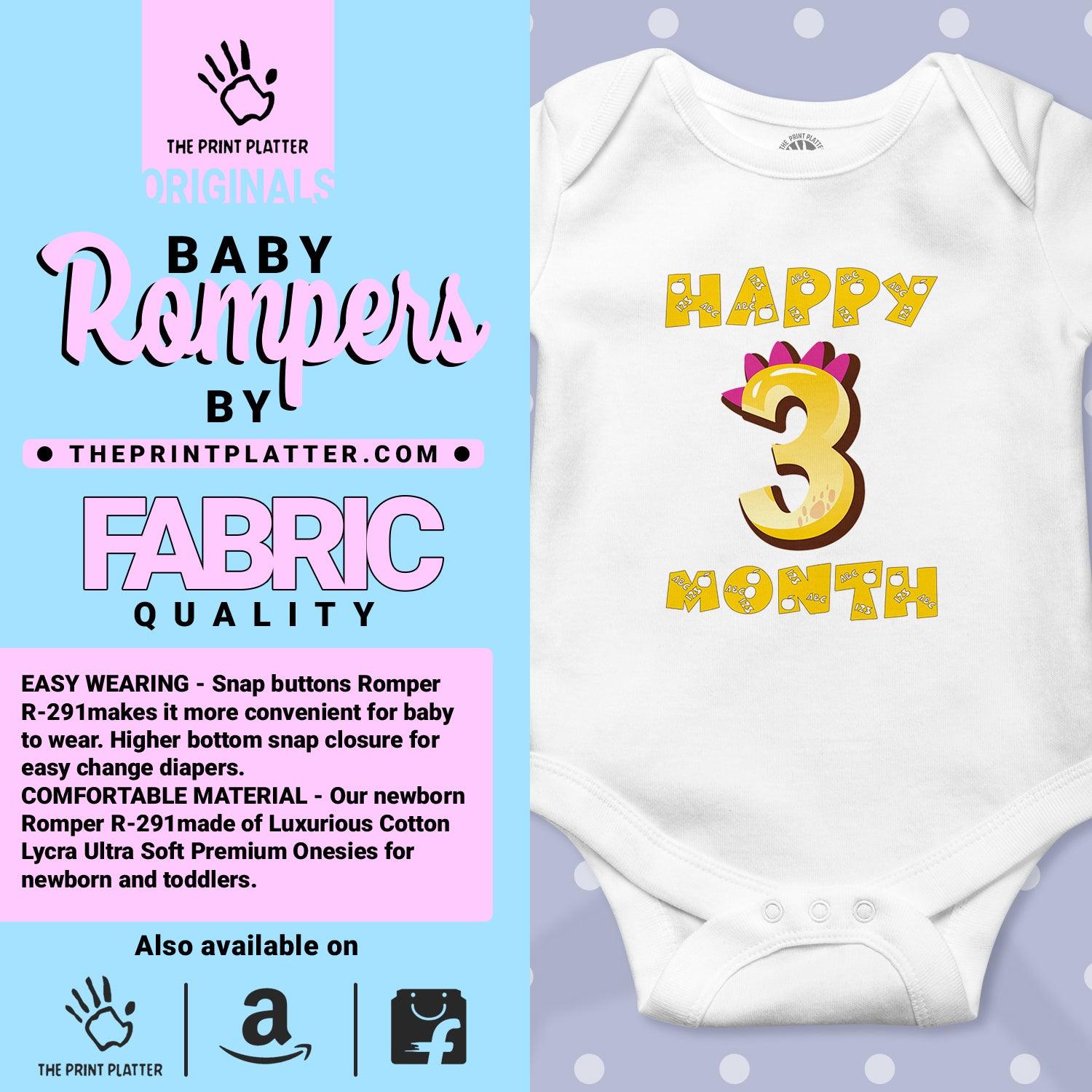 Happy 3 Month Unisex Half Sleeve Romper