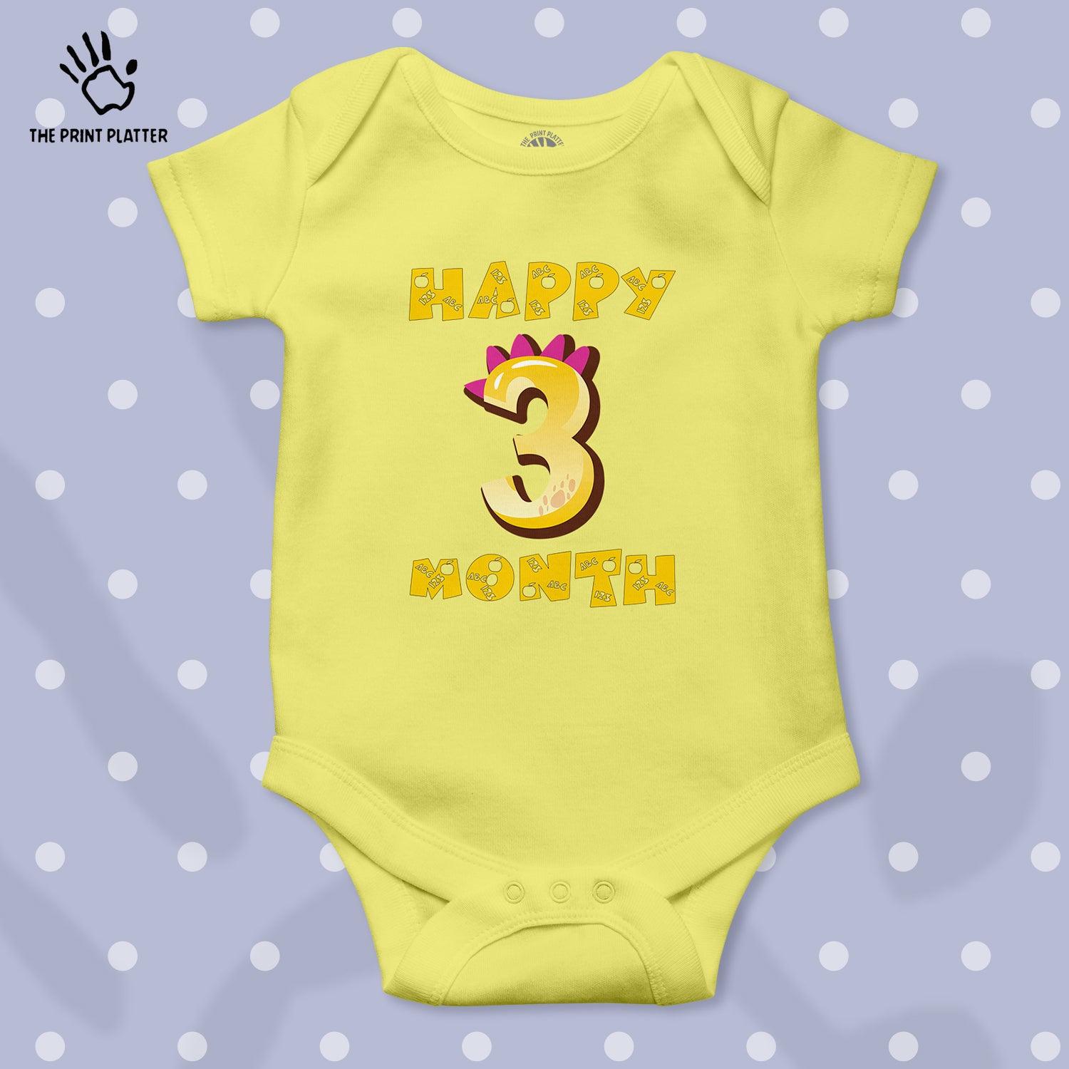 Happy 3 Month Unisex Half Sleeve Romper