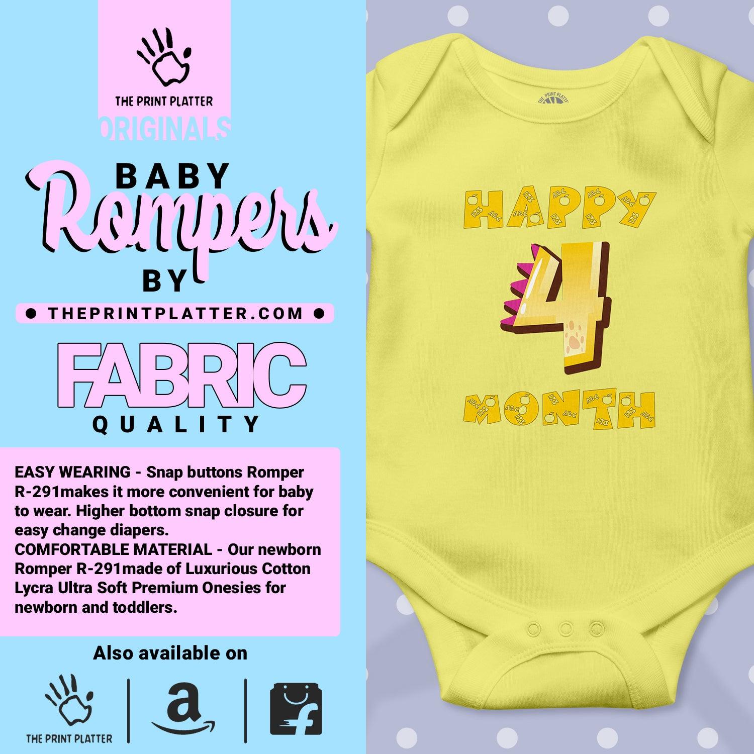 Happy 4 Month Unisex Half Sleeve Romper