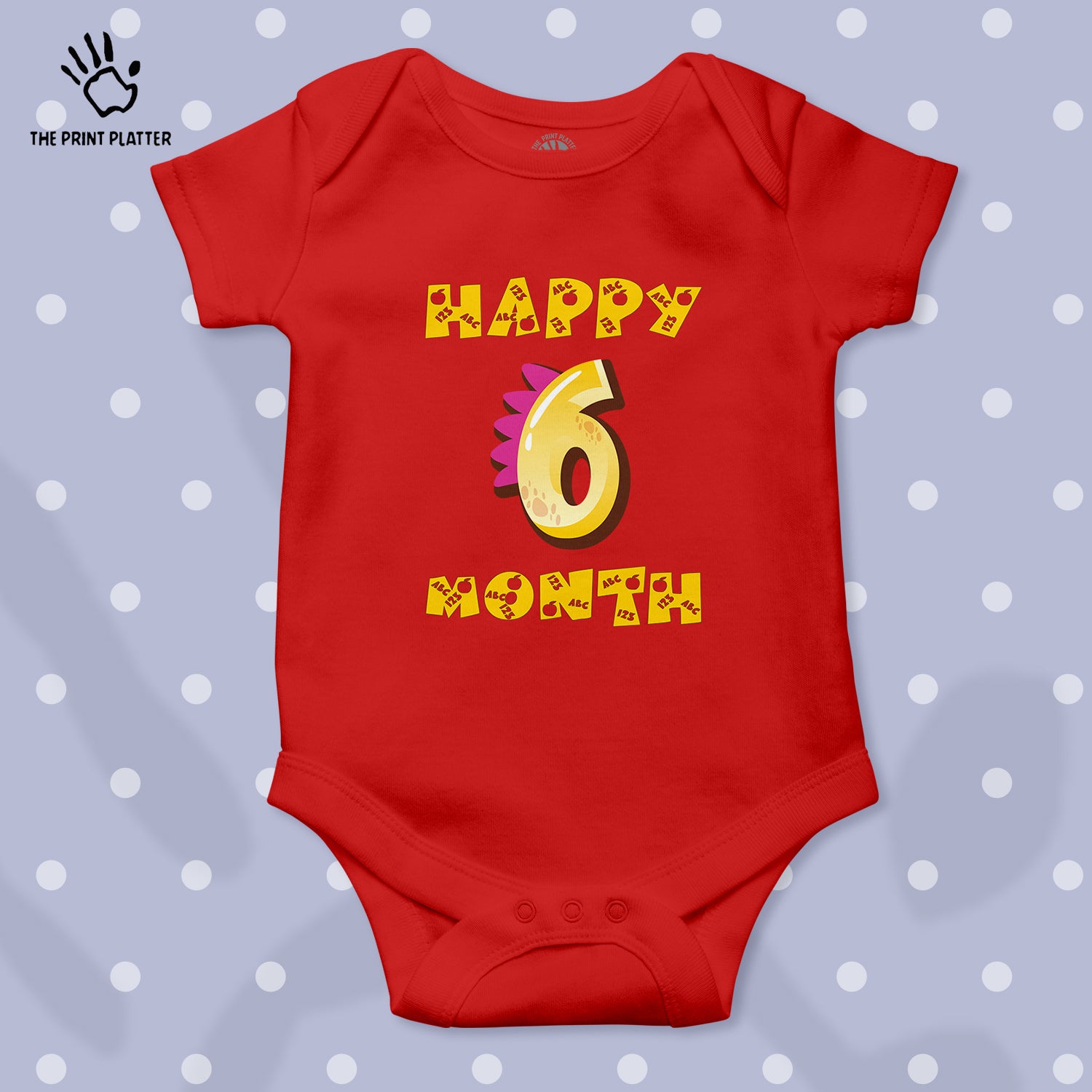 Happy 6 Month Unisex Half Sleeve Romper