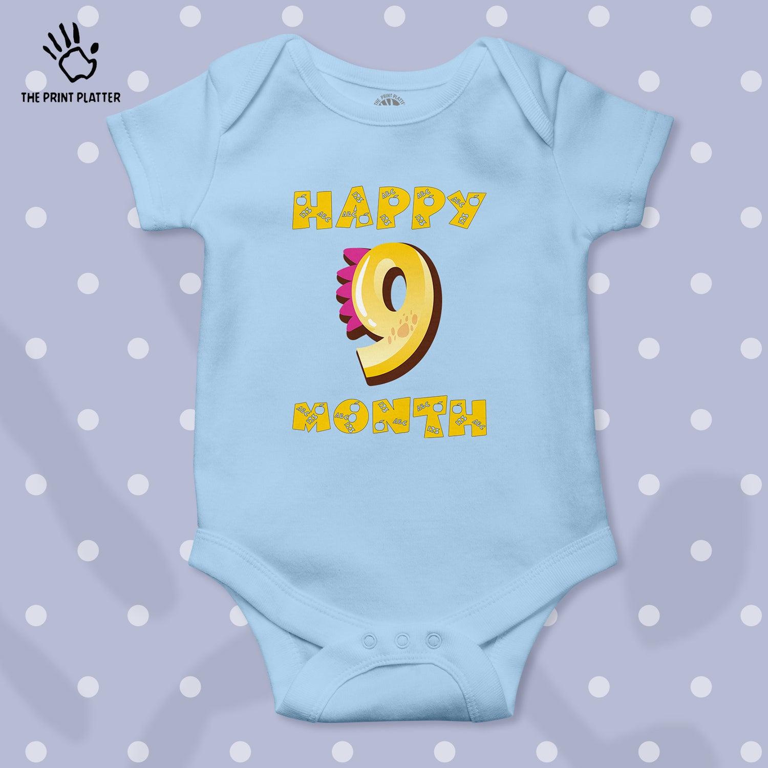 Happy 9 Month Unisex Half Sleeve Romper