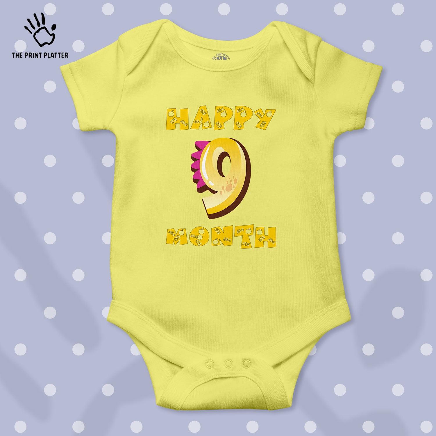 Happy 9 Month Unisex Half Sleeve Romper