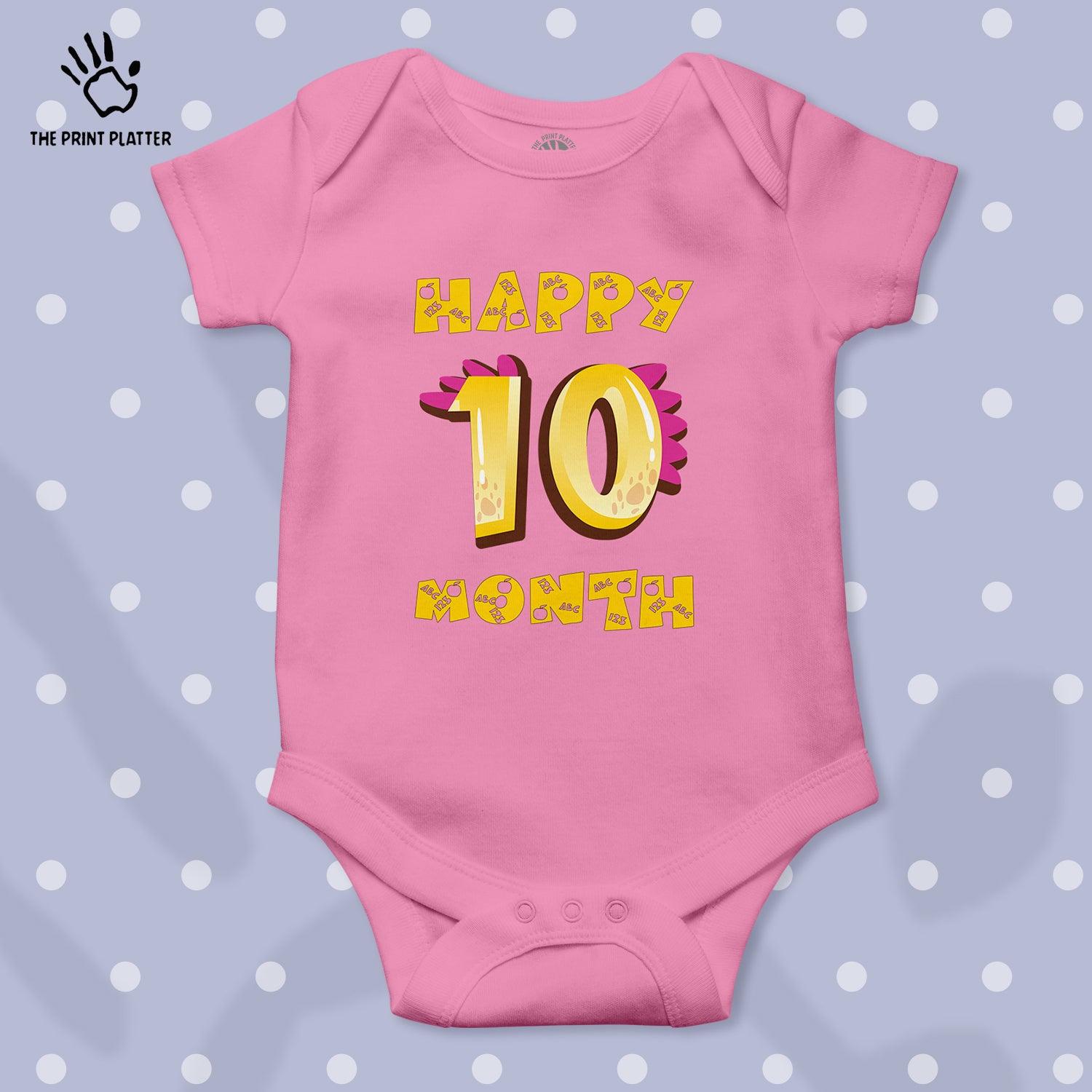 Happy 10 Month Unisex Half Sleeve Romper