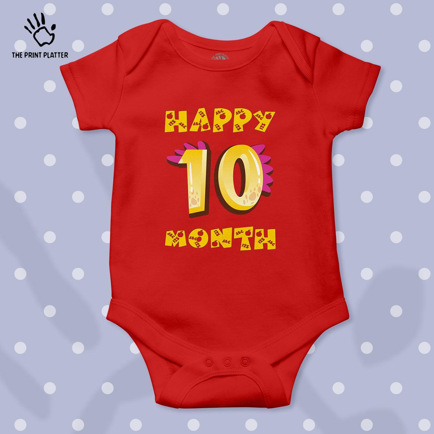 Happy 10 Month Unisex Half Sleeve Romper