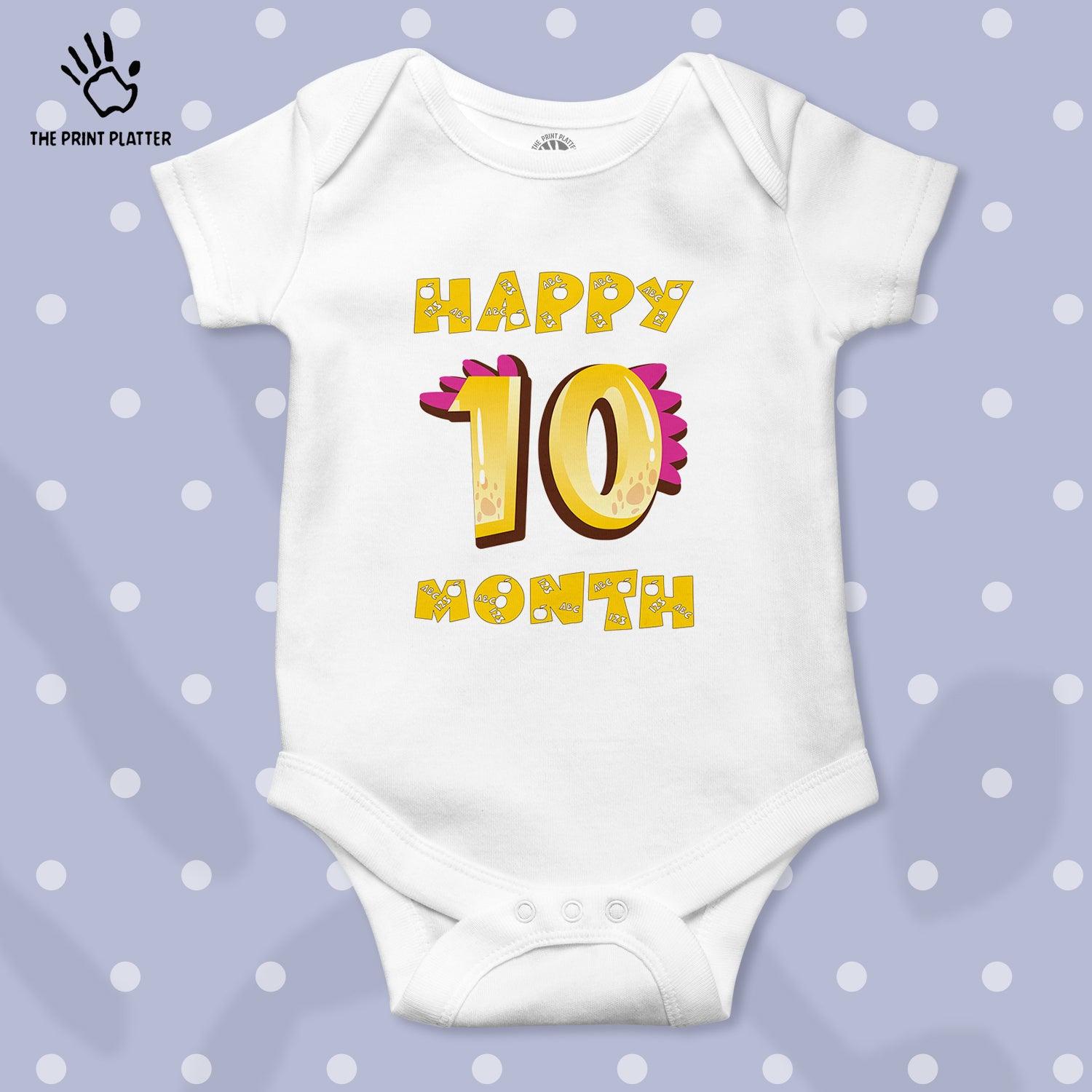 Happy 10 Month Unisex Half Sleeve Romper