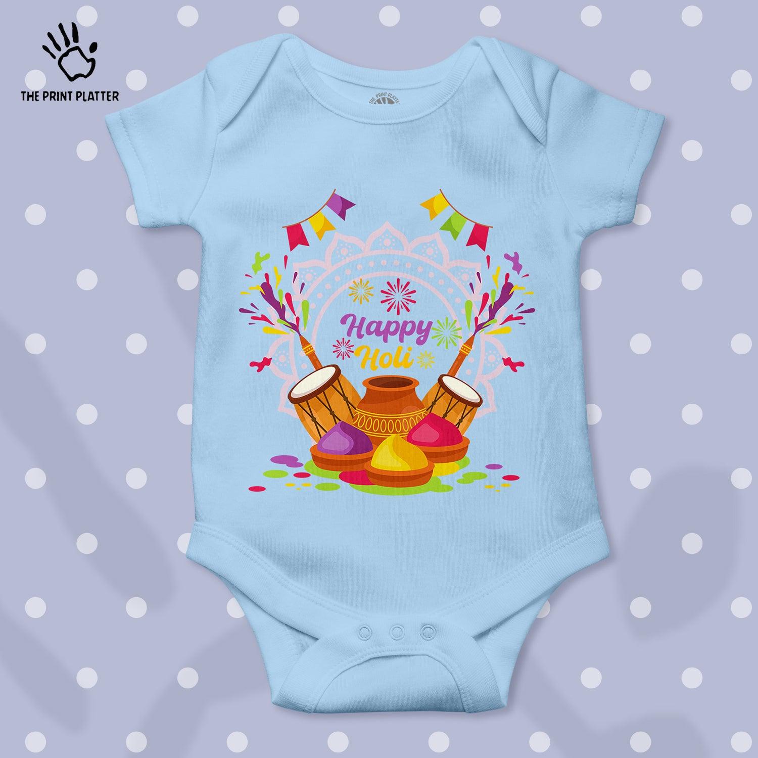 Happy Holi Unisex Half Sleeve Romper