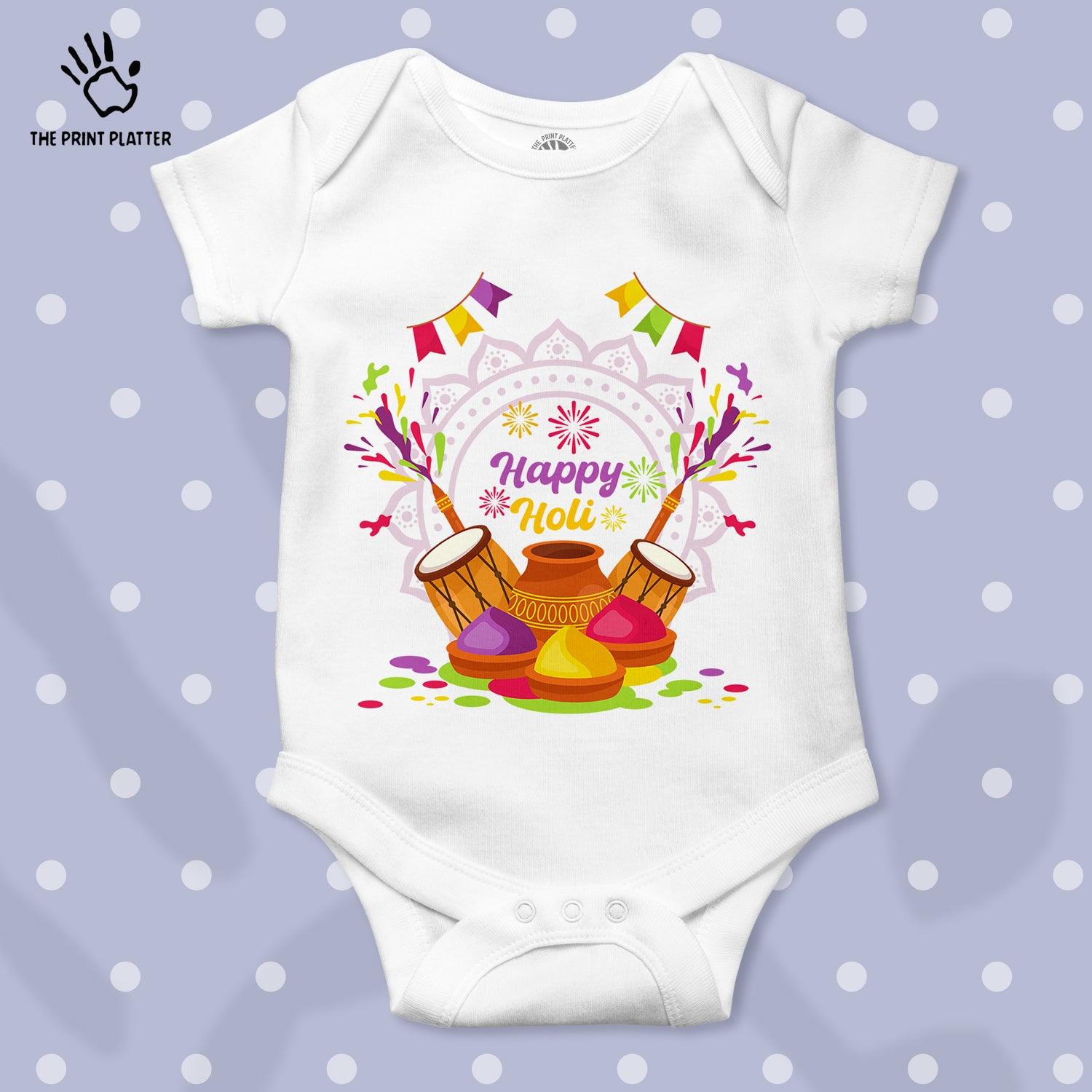 Happy Holi Unisex Half Sleeve Romper