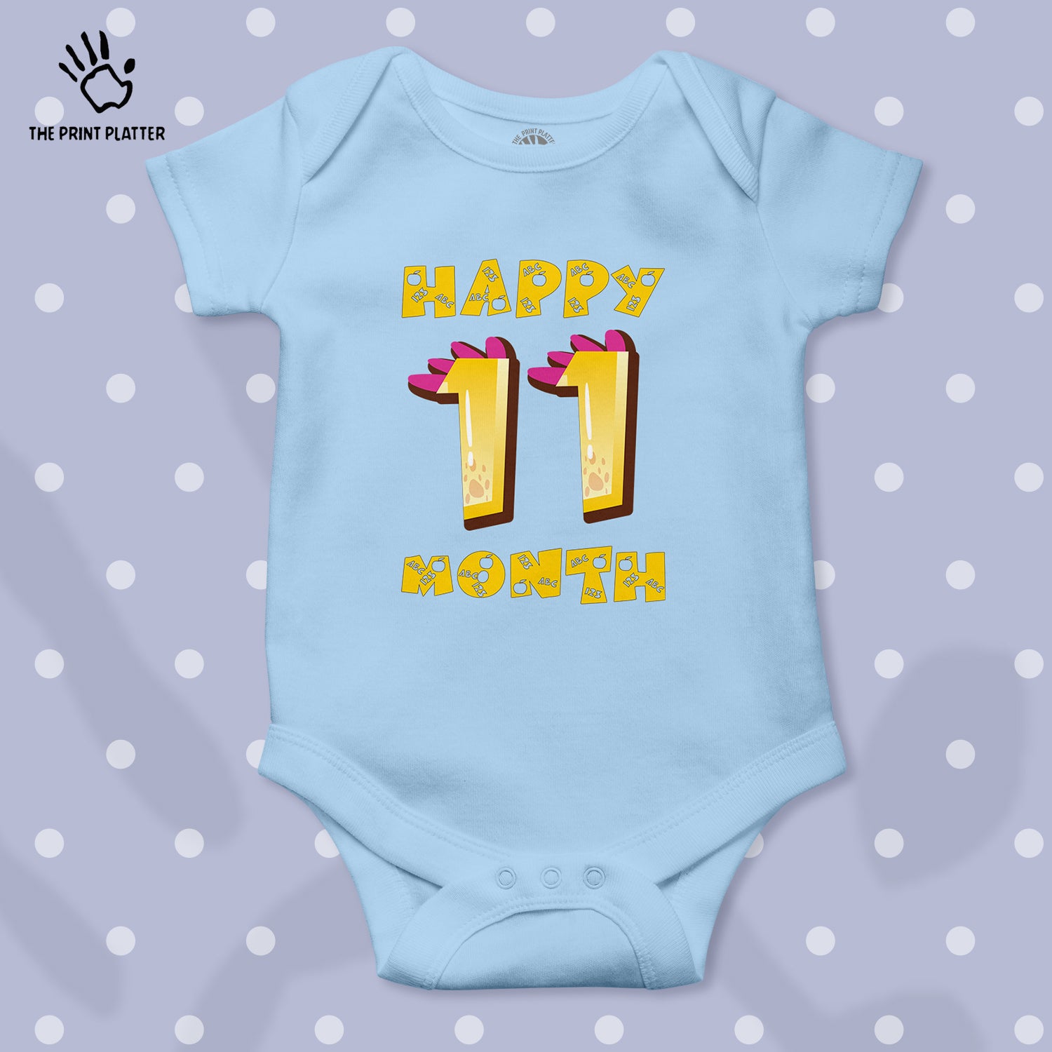 Happy 11 Month Unisex Half Sleeve Romper