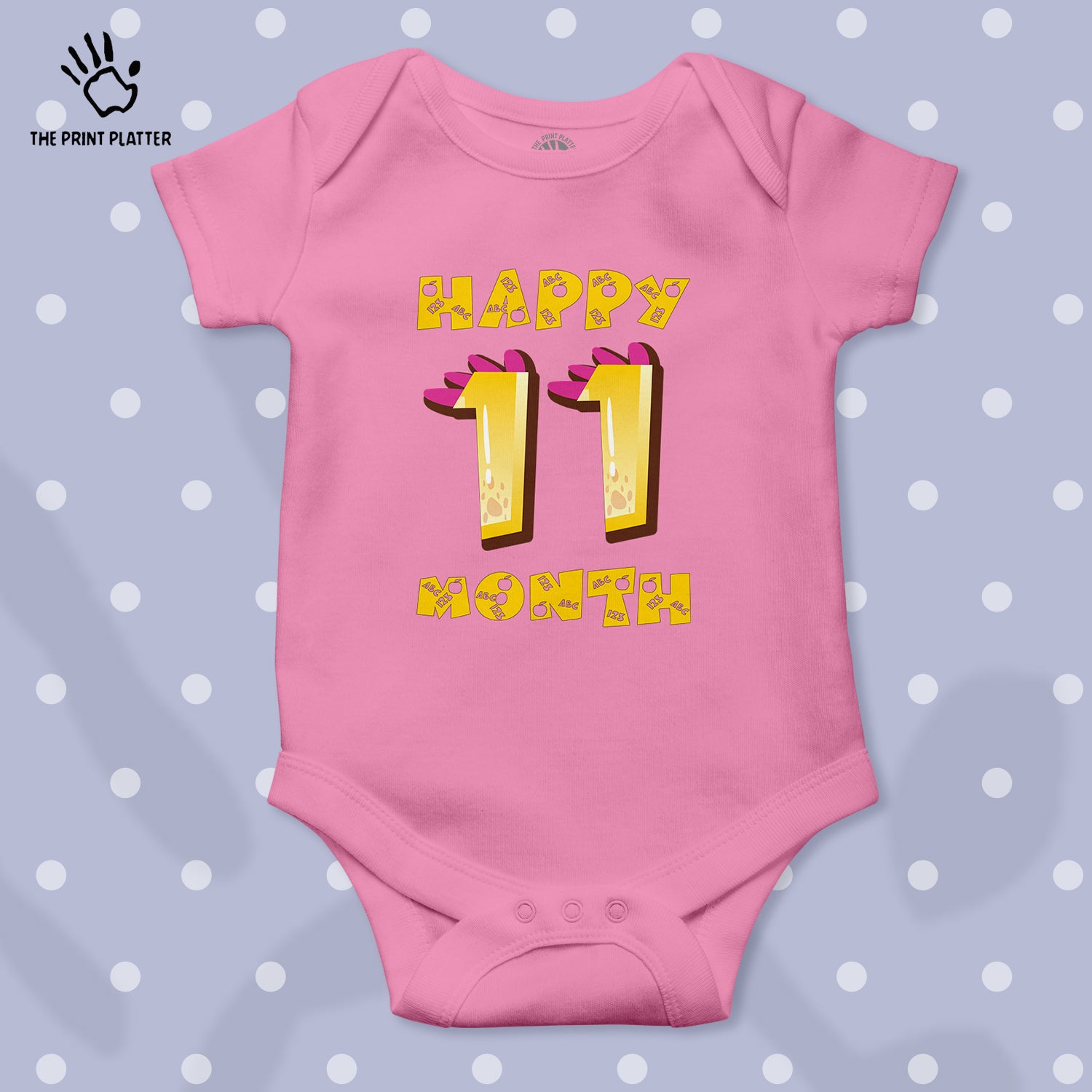 Happy 11 Month Unisex Half Sleeve Romper