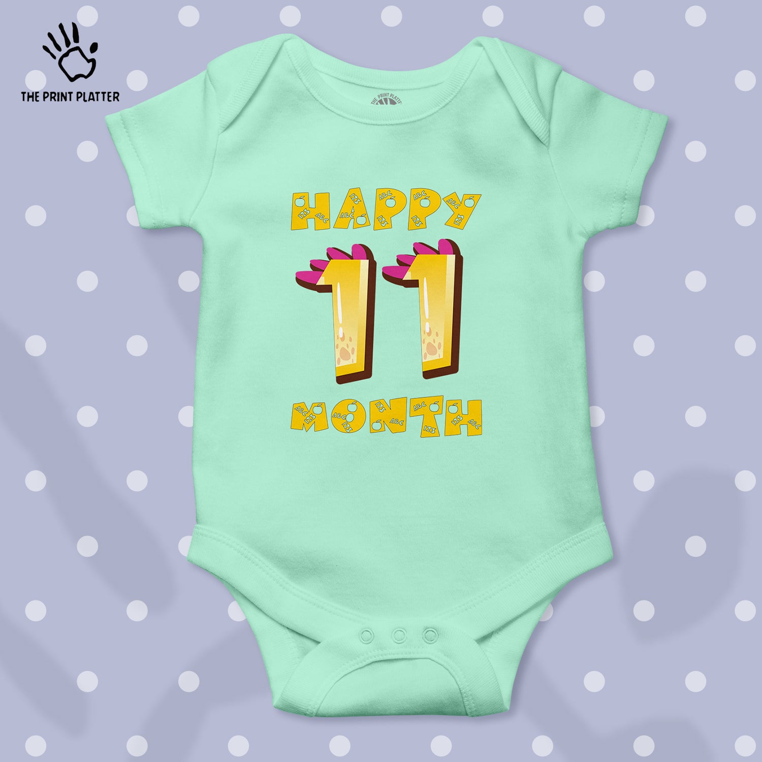 Happy 11 Month Unisex Half Sleeve Romper