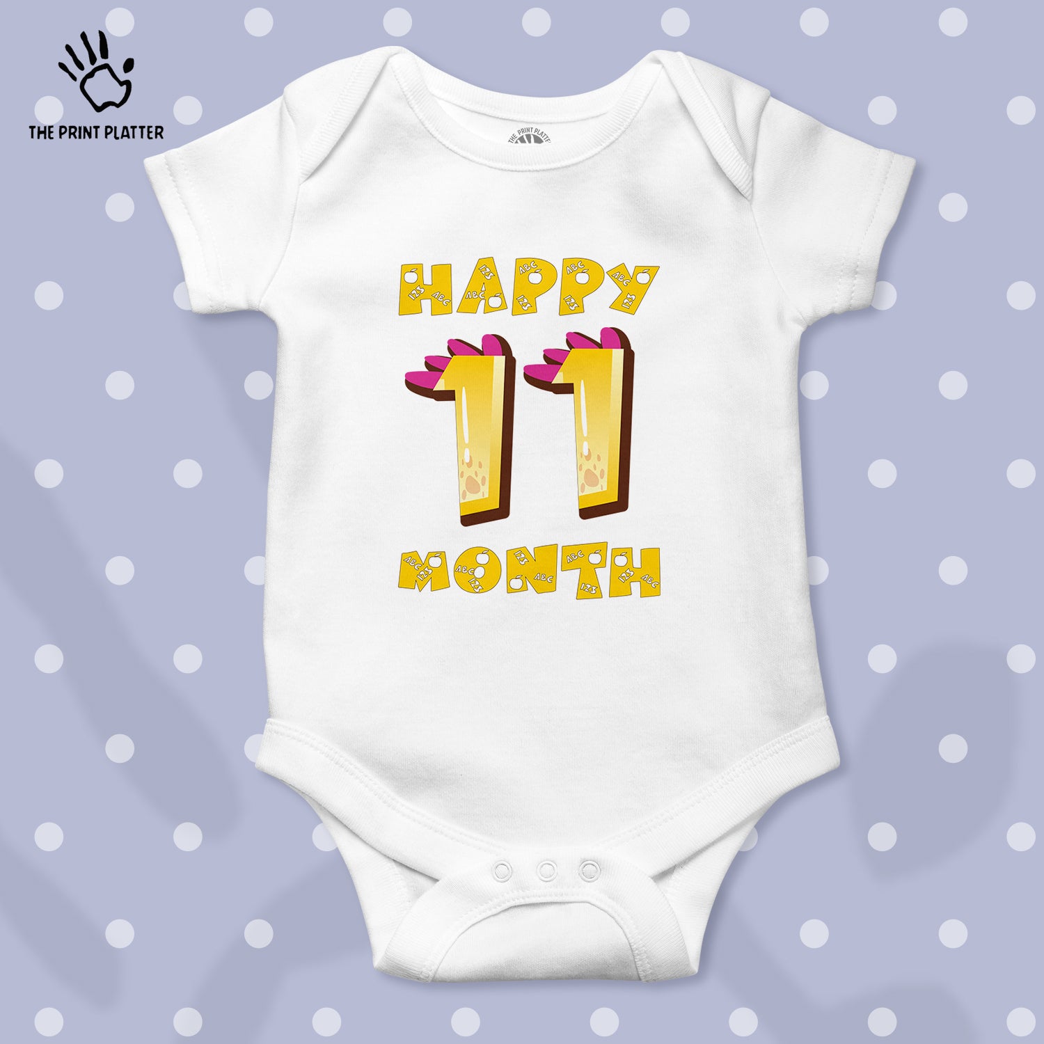 Happy 11 Month Unisex Half Sleeve Romper