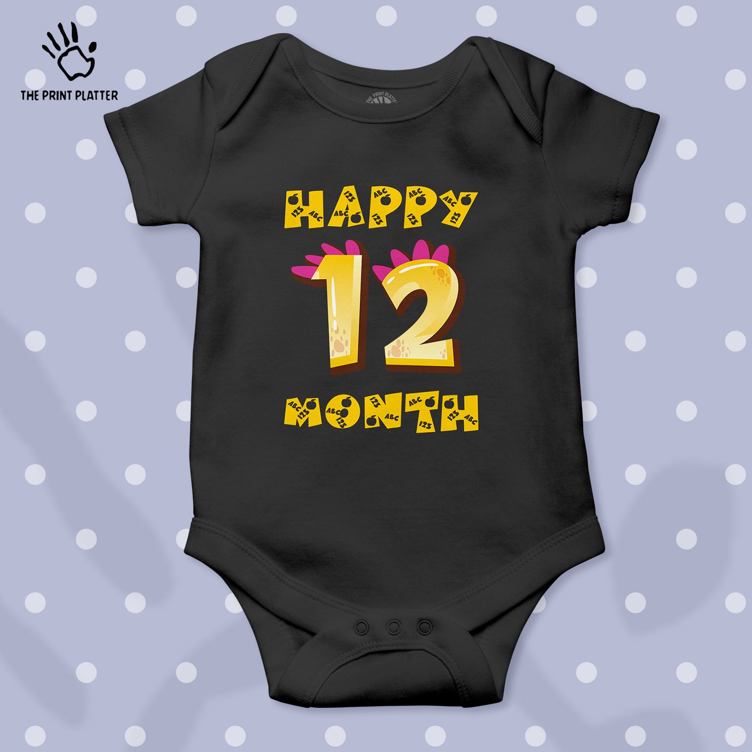 Happy 12 Month Unisex Half Sleeve Romper