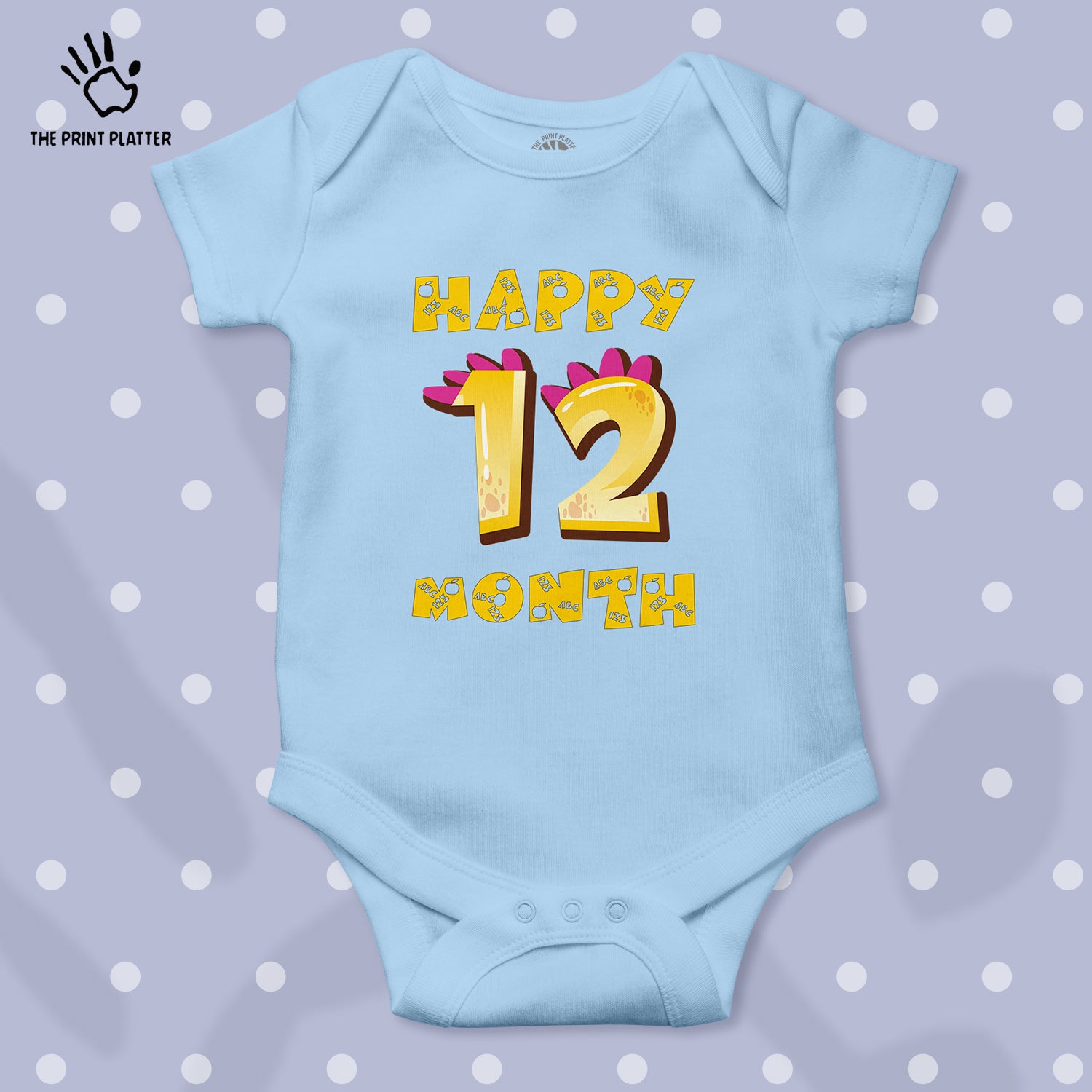 Happy 12 Month Unisex Half Sleeve Romper