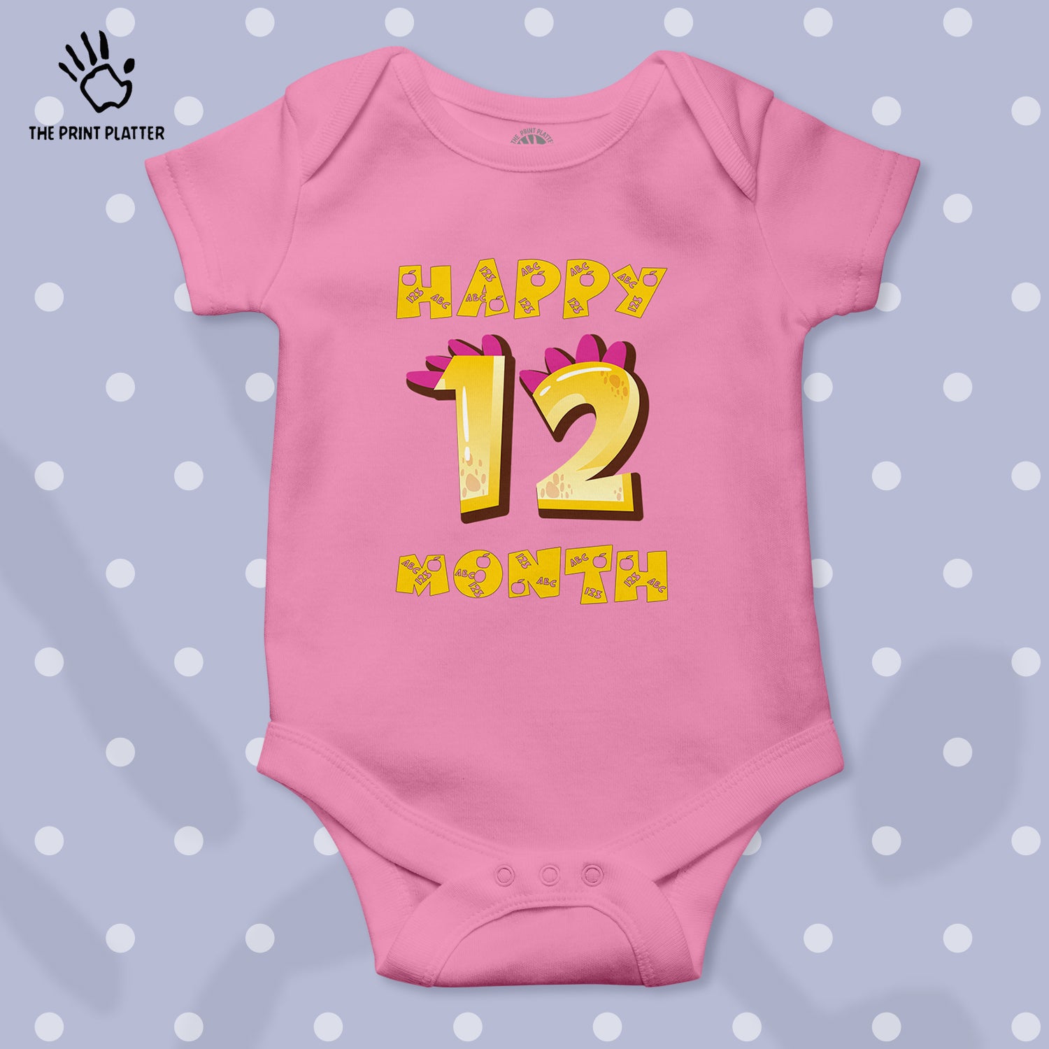 Happy 12 Month Unisex Half Sleeve Romper