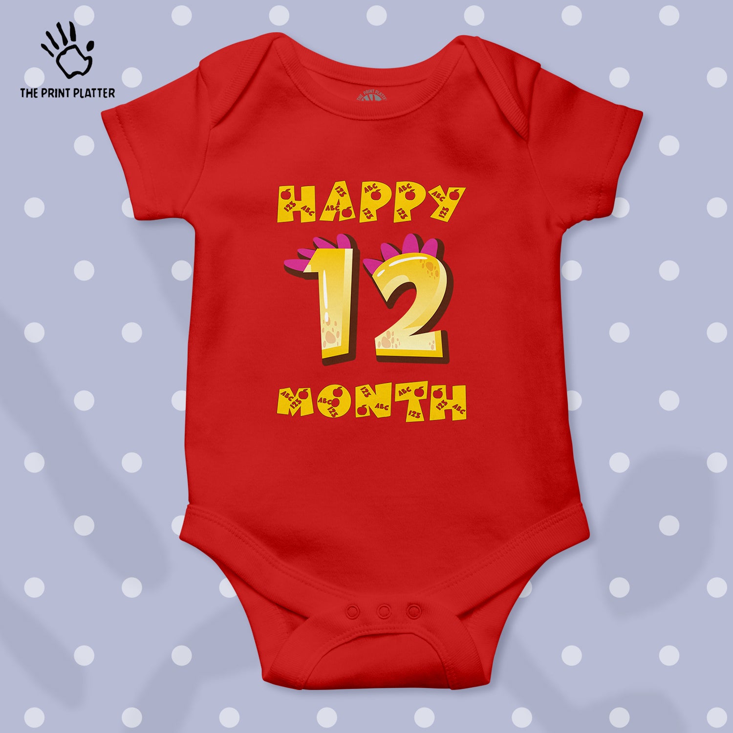 Happy 12 Month Unisex Half Sleeve Romper