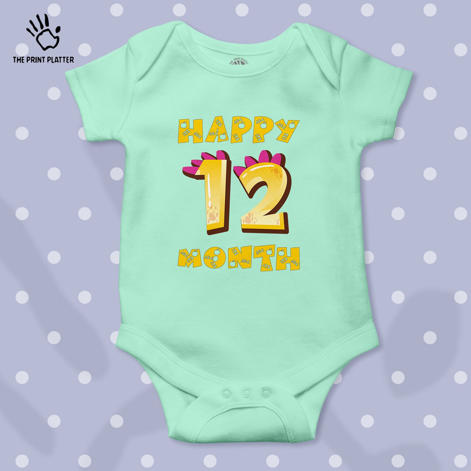 Happy 12 Month Unisex Half Sleeve Romper