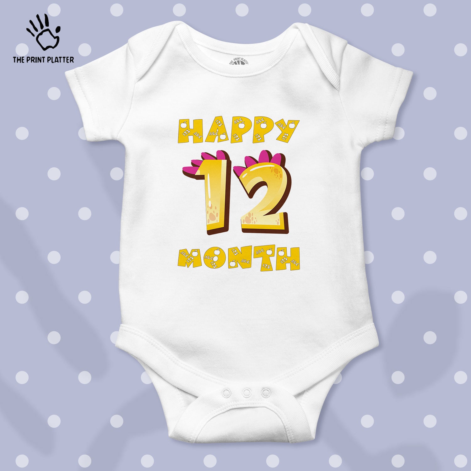 Happy 12 Month Unisex Half Sleeve Romper