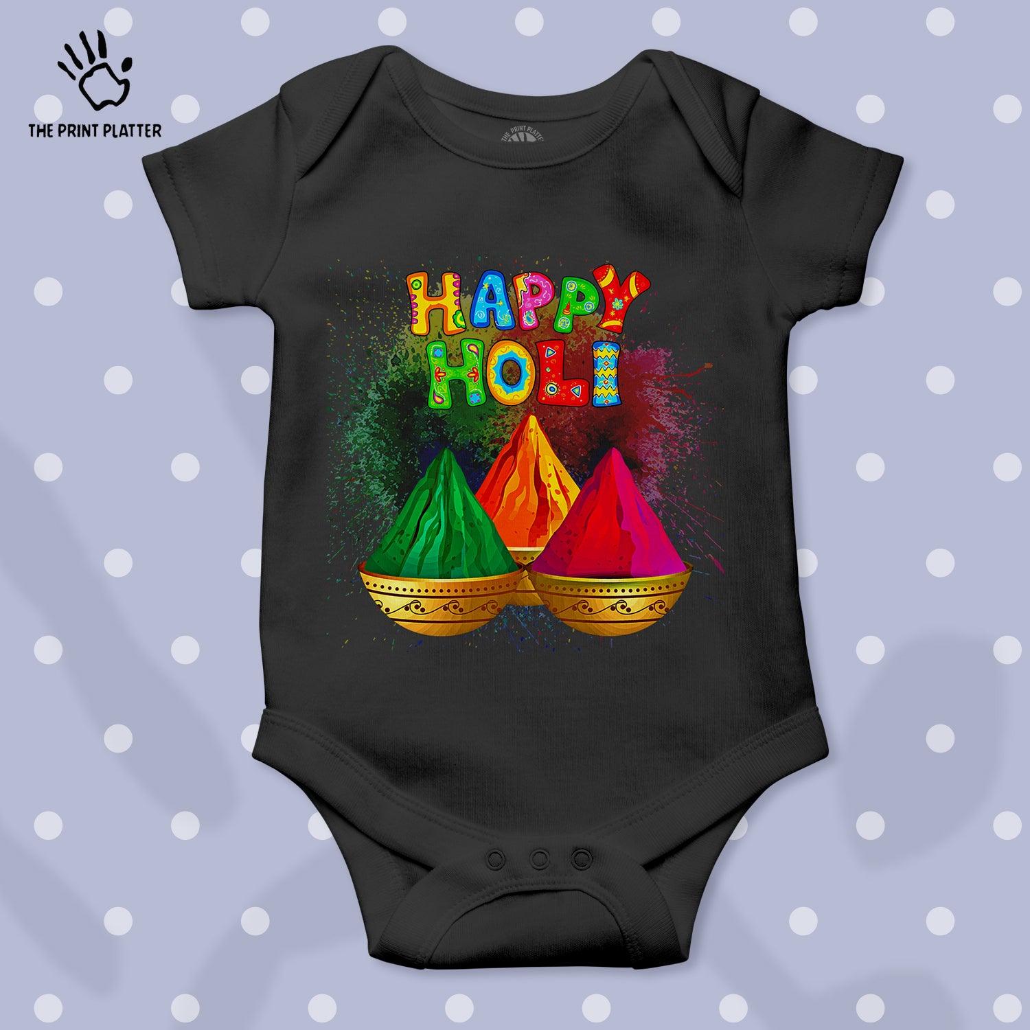 Happy Holi Unisex Half Sleeve Romper