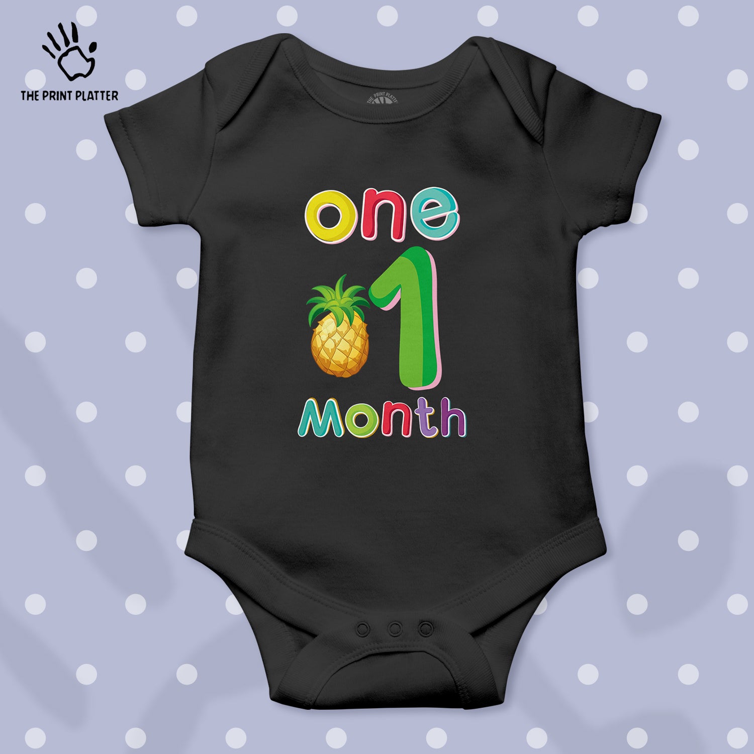 One Month Pineapple Unisex Half Sleeve Romper