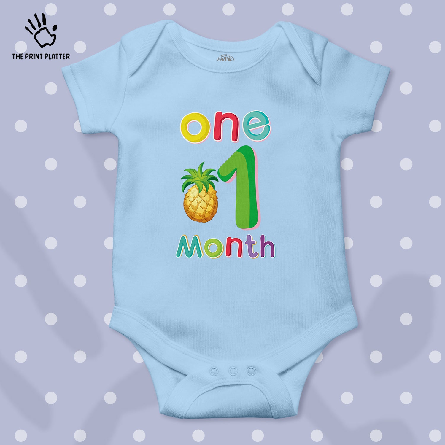 One Month Pineapple Unisex Half Sleeve Romper